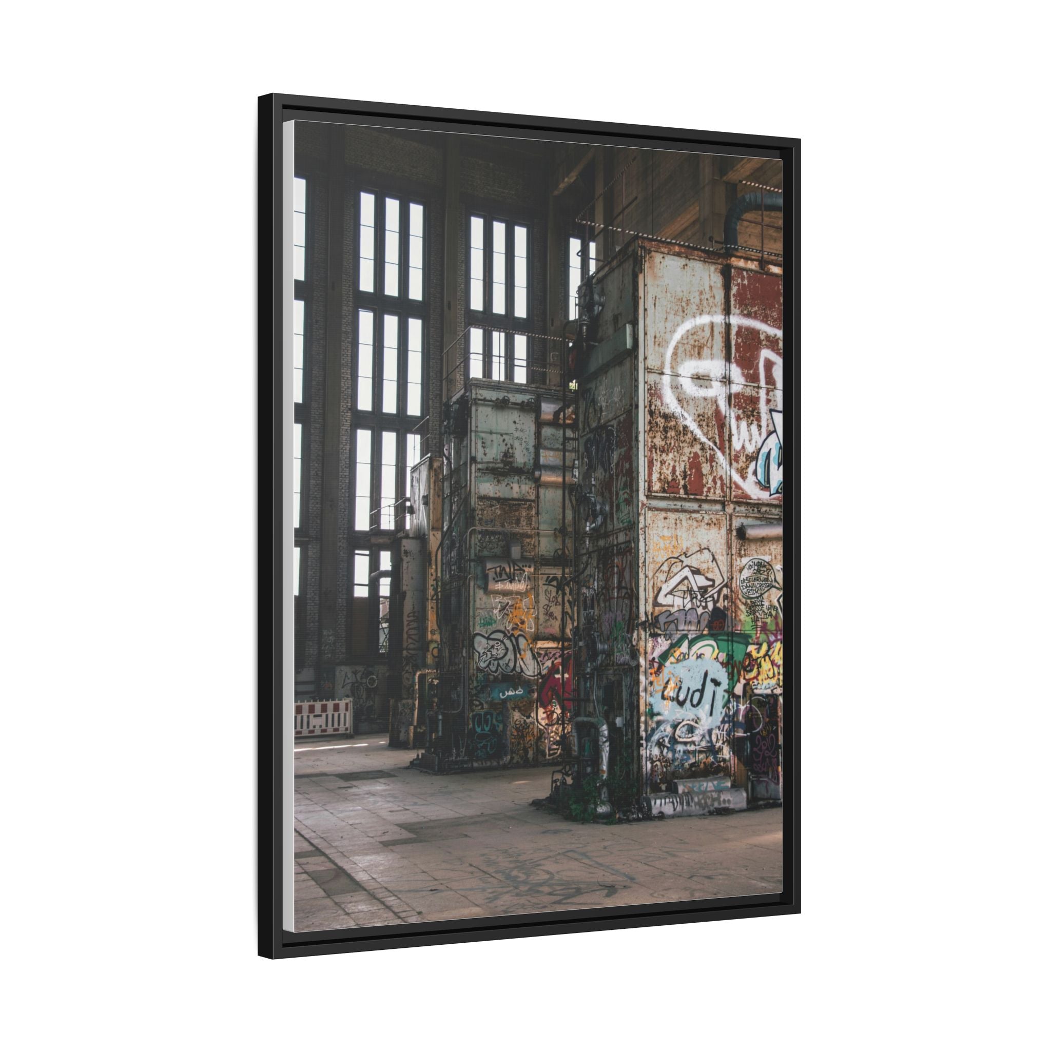 Urban Graffiti Ruins Matte Framed Canvas