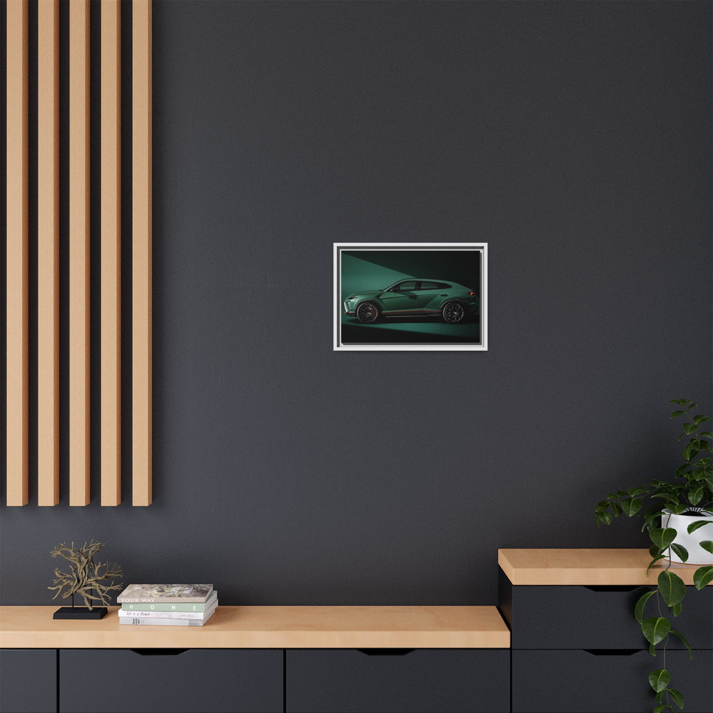 Framed Matte Canvas Print — Emerald Sports SUV Wall Art