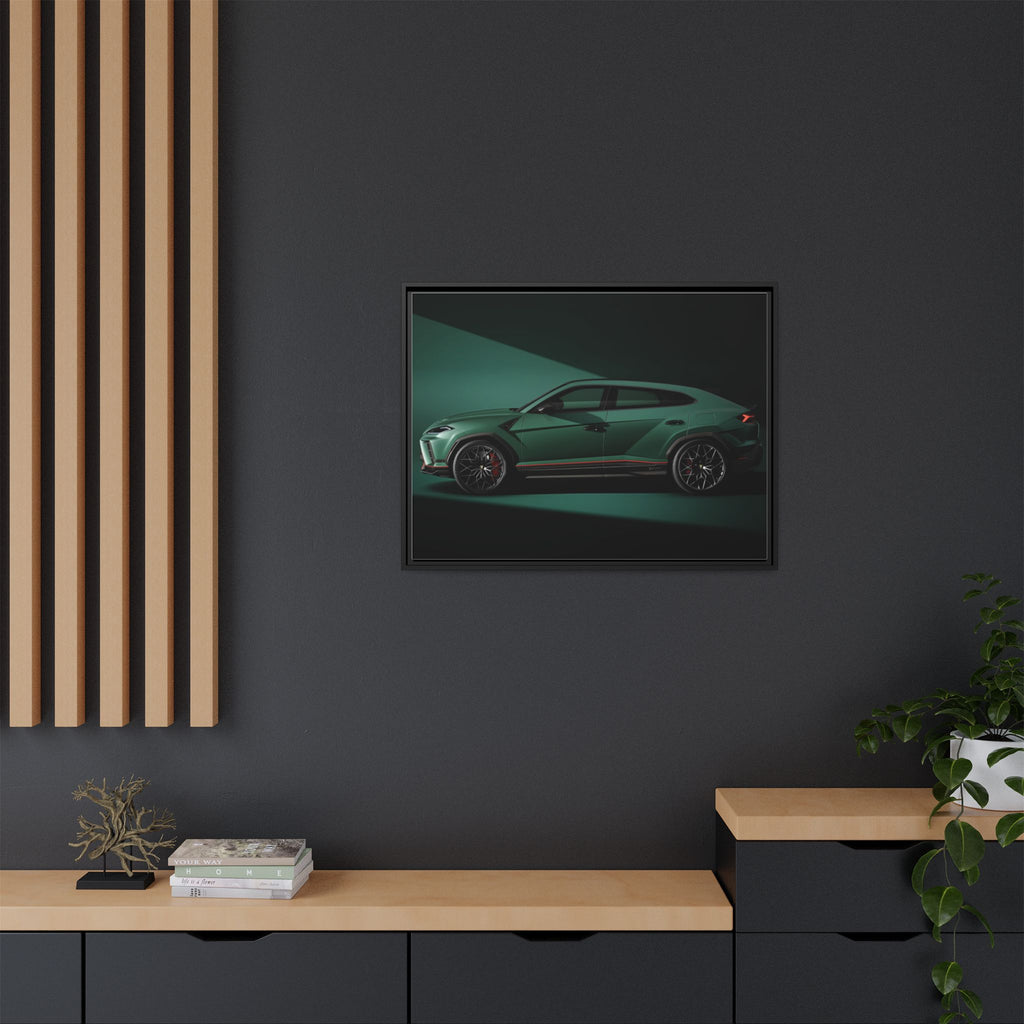 Framed Matte Canvas Print — Emerald Sports SUV Wall Art