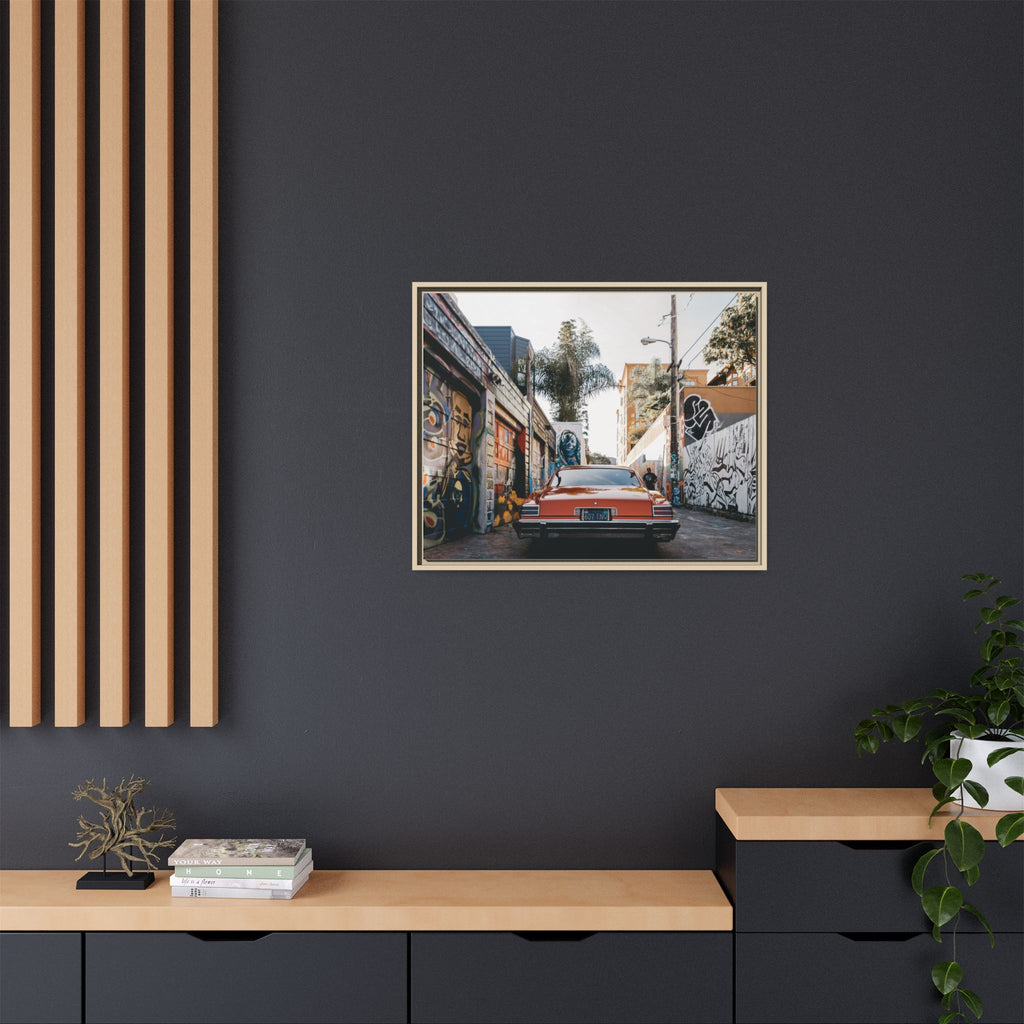 Vintage Chevrolet in Graffiti Alley — Framed Matte Canvas Wall Art