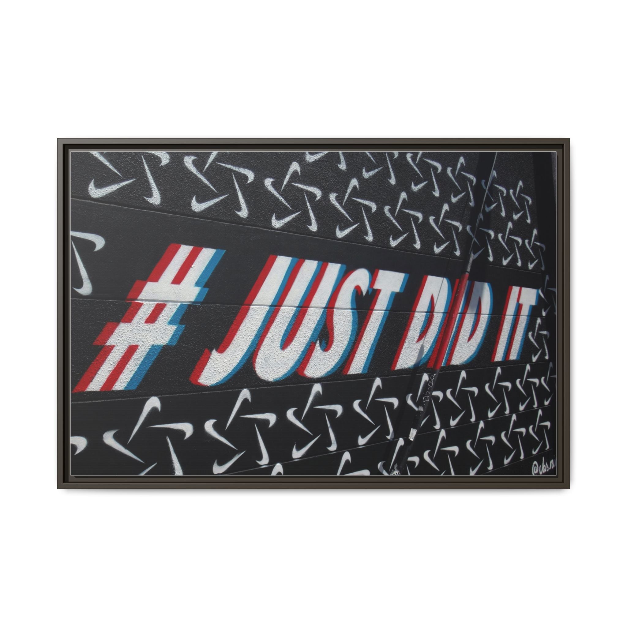 Framed Matte Canvas “#JUST DID IT” Street Art Print