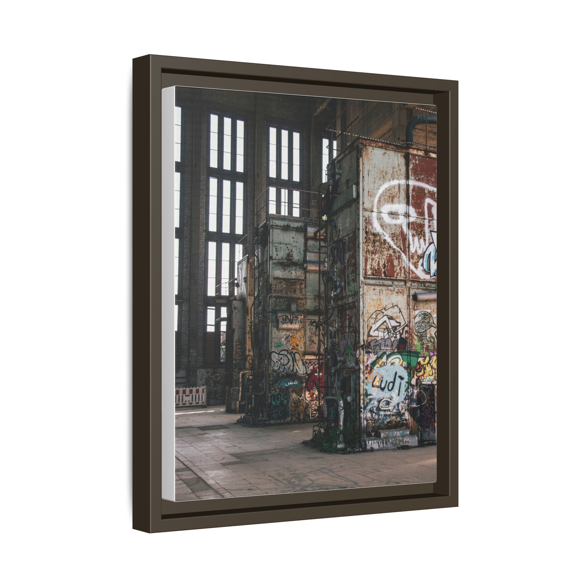 Urban Graffiti Ruins Matte Framed Canvas