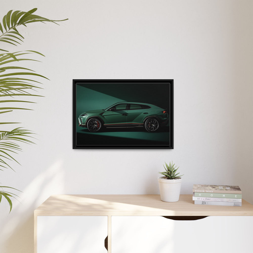 Framed Matte Canvas Print — Emerald Sports SUV Wall Art