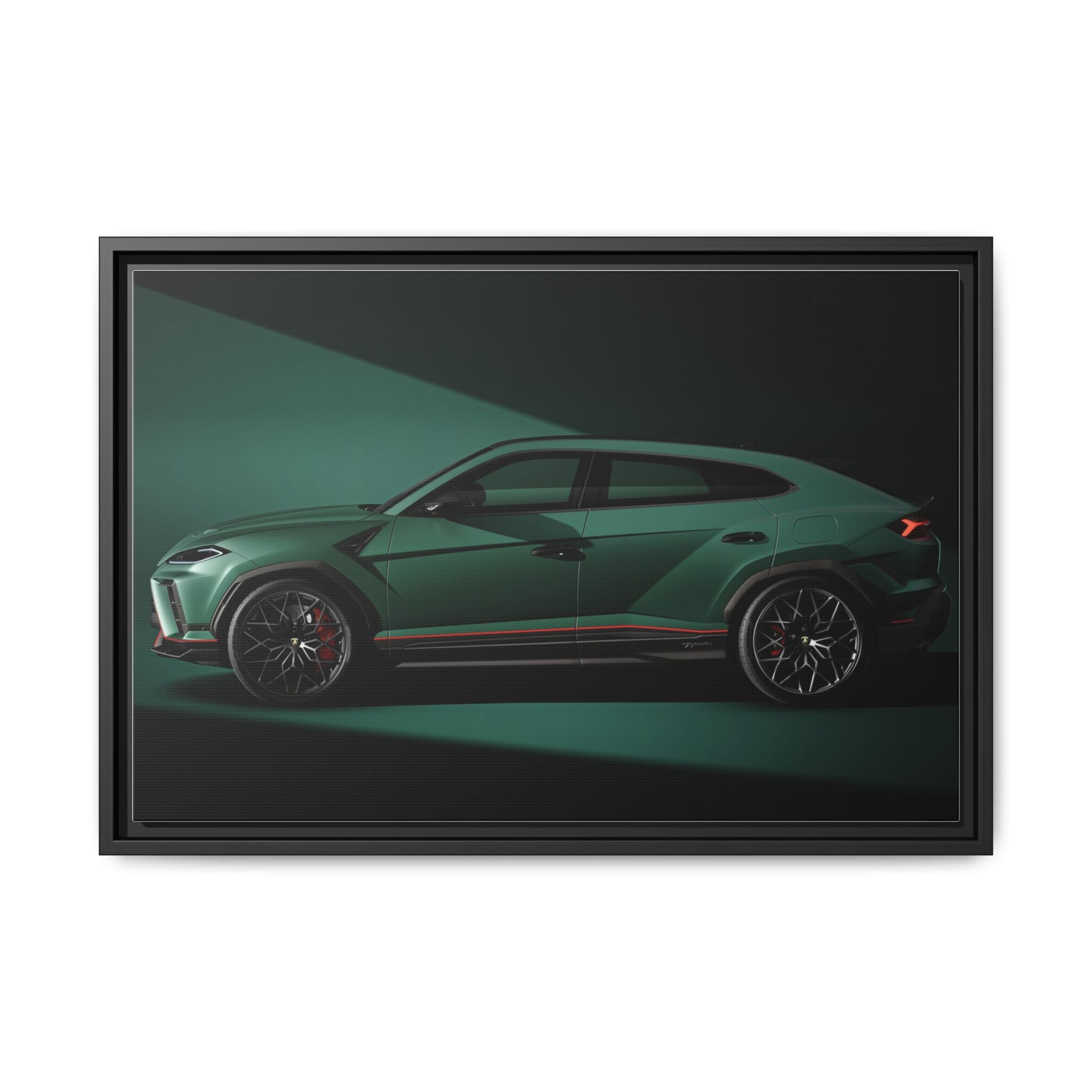 Framed Matte Canvas Print — Emerald Sports SUV Wall Art