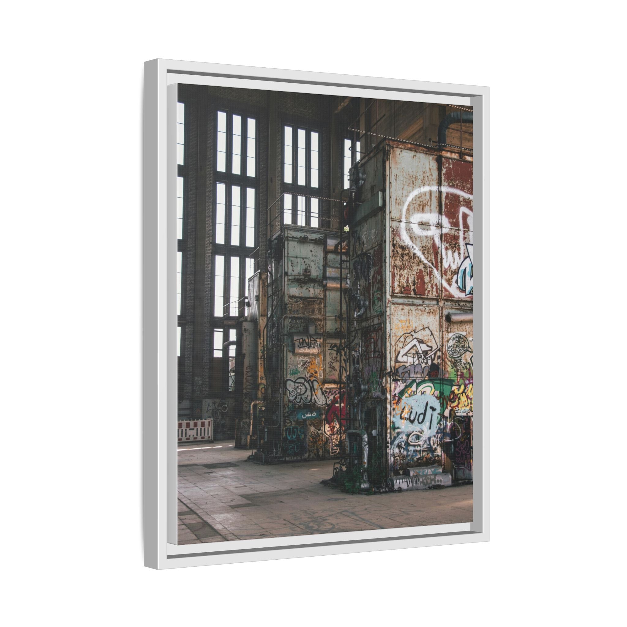 Urban Graffiti Ruins Matte Framed Canvas