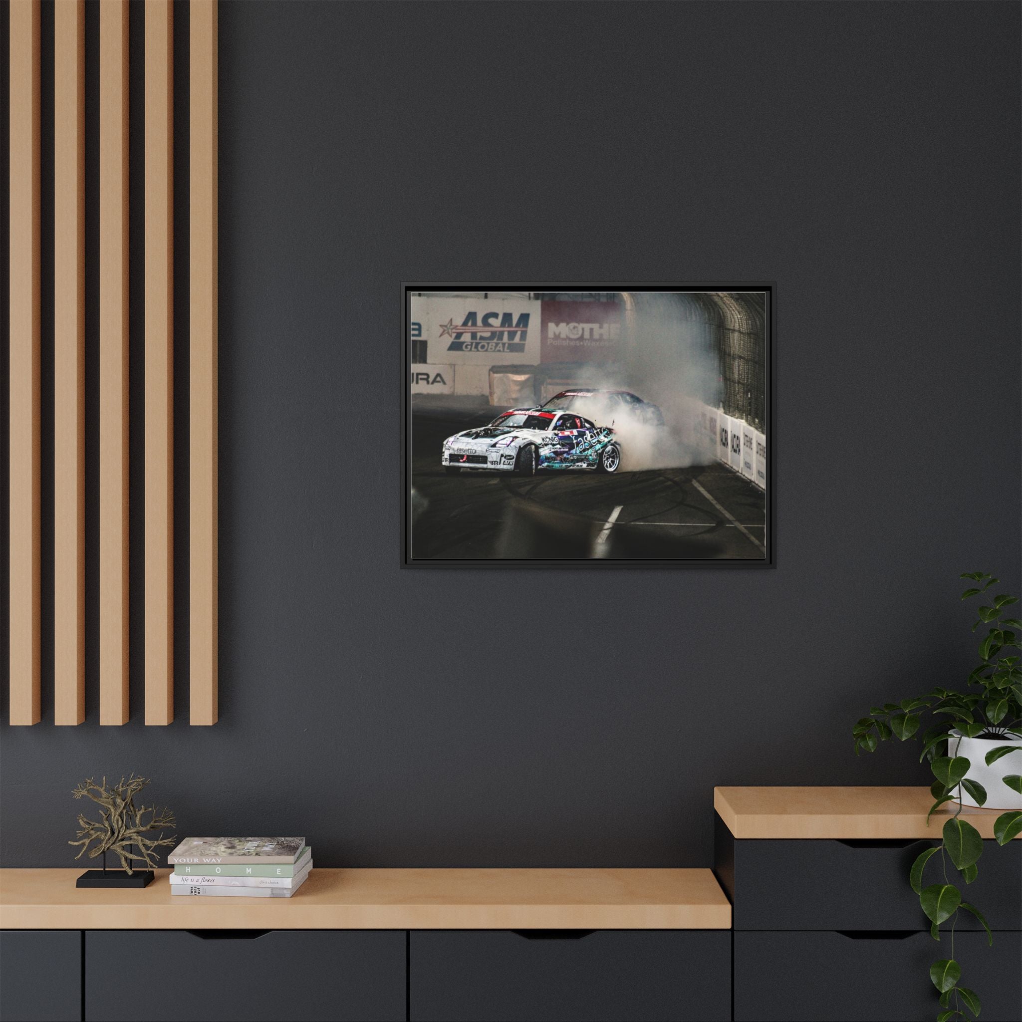 Drift Racing Canvas Print — Framed Matte Automotive Wall Art