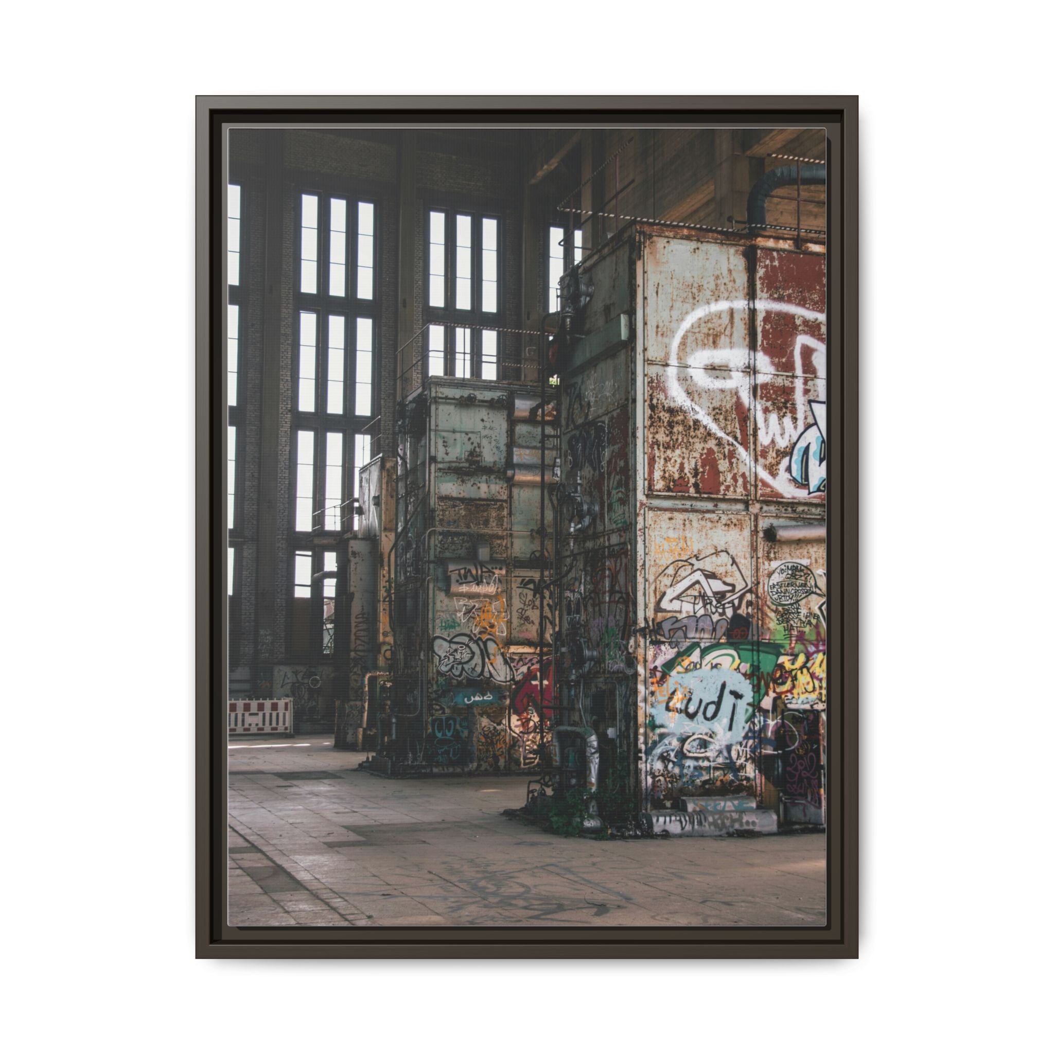 Urban Graffiti Ruins Matte Framed Canvas