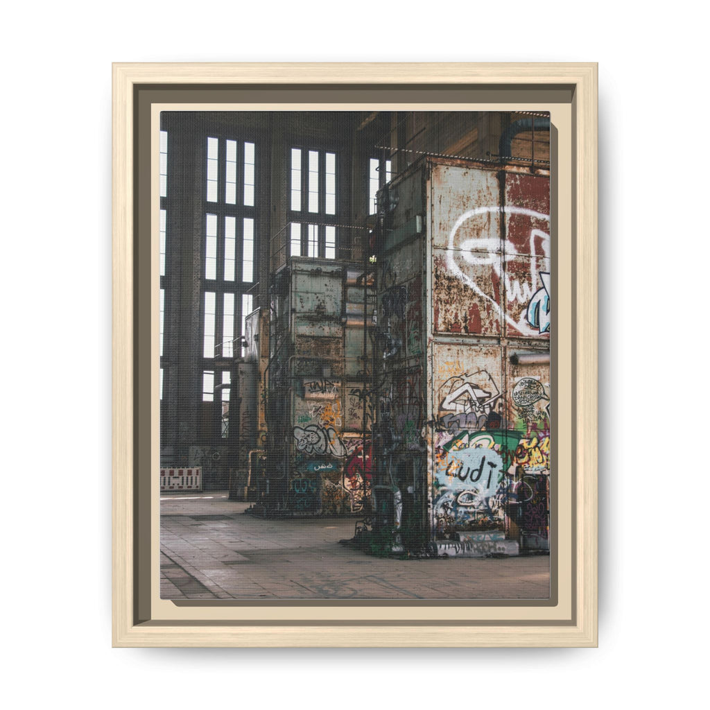 Urban Graffiti Ruins Matte Framed Canvas
