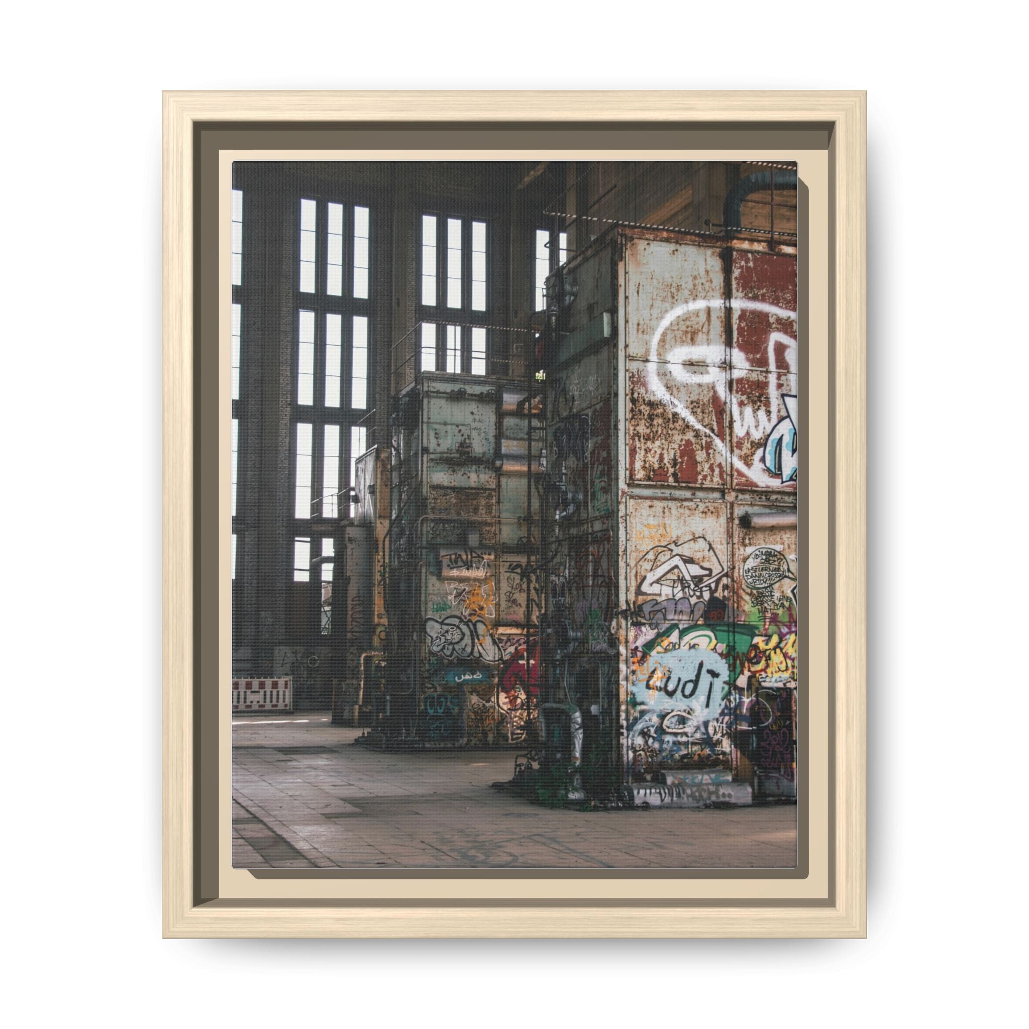 Urban Graffiti Ruins Matte Framed Canvas