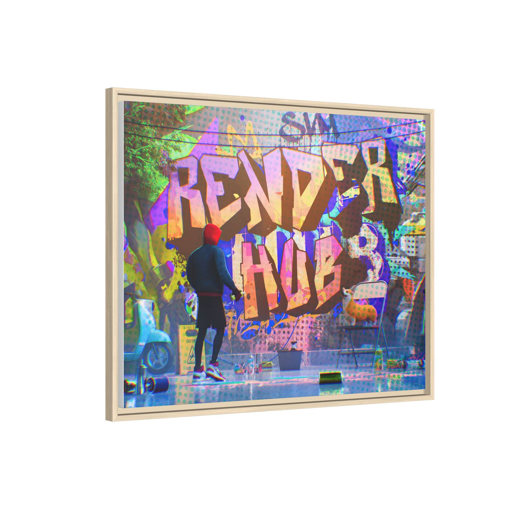Graffiti Street Art Matte Canvas Framed Print — 'Render Hub' Urban Wall Decor