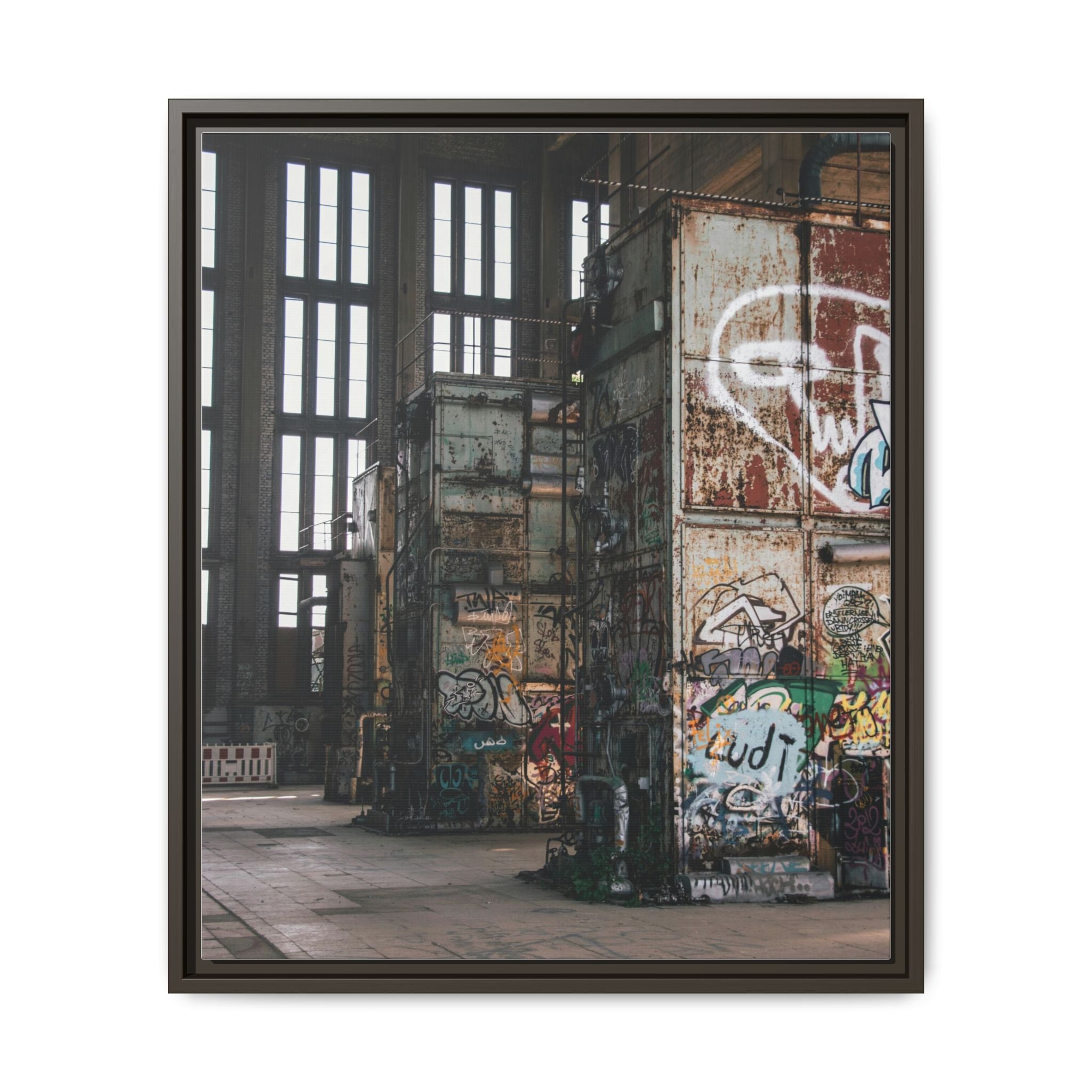 Urban Graffiti Ruins Matte Framed Canvas