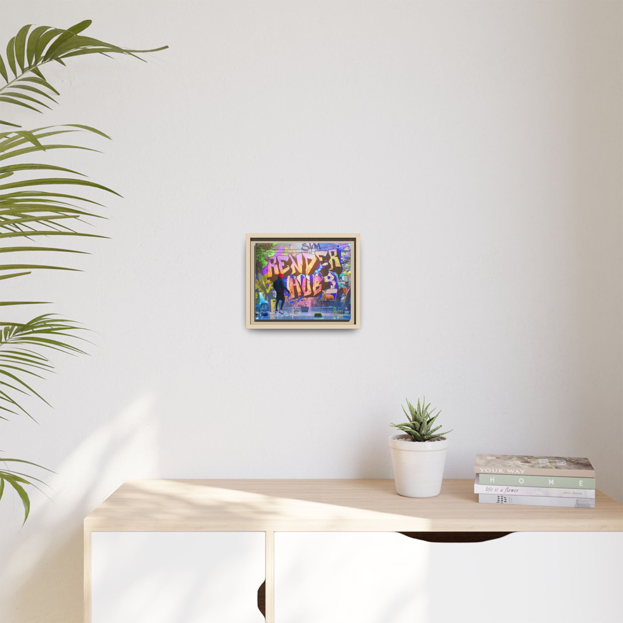 Graffiti Street Art Matte Canvas Framed Print — 'Render Hub' Urban Wall Decor