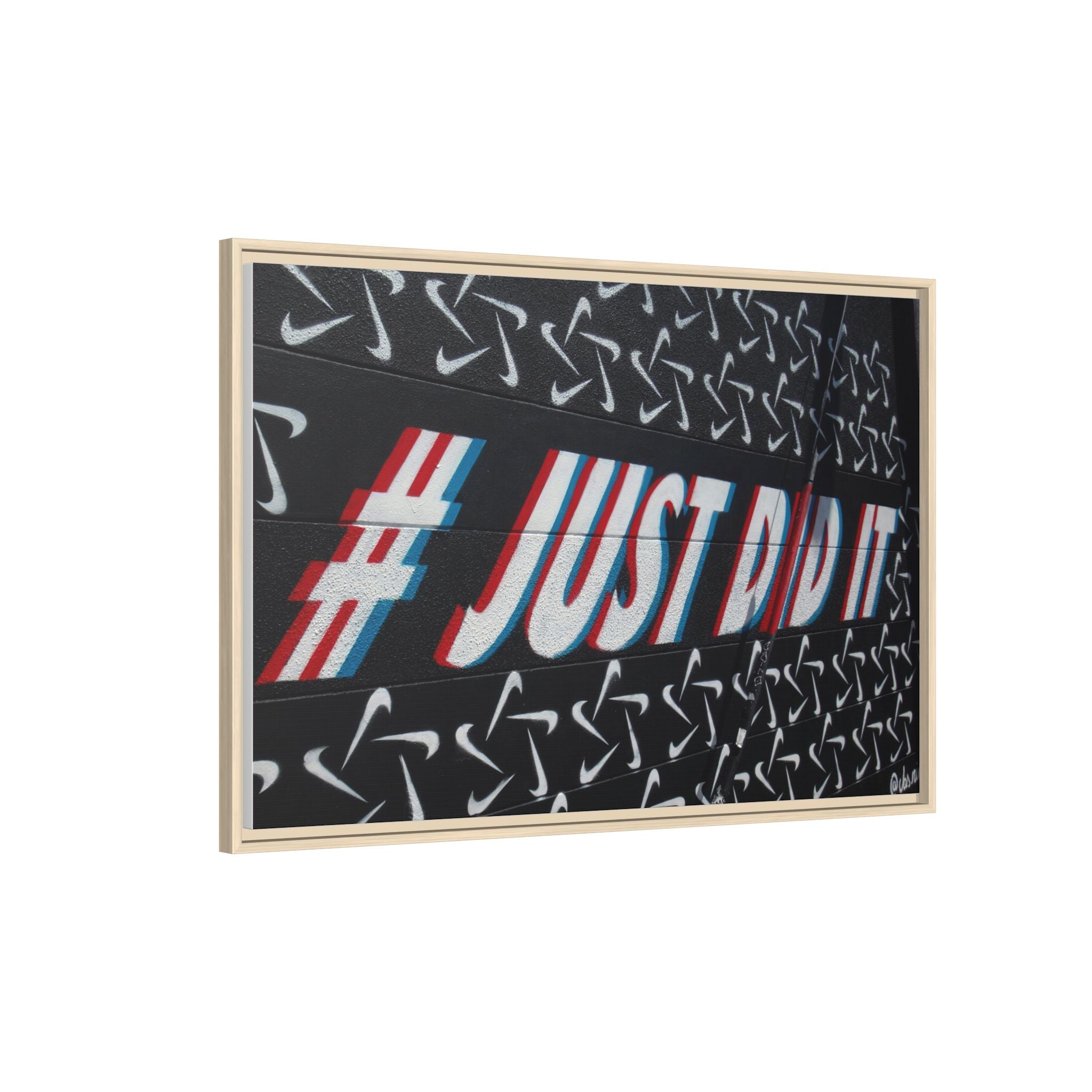 Framed Matte Canvas “#JUST DID IT” Street Art Print