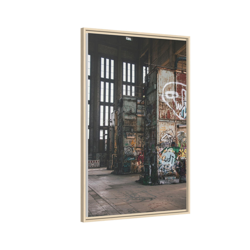 Urban Graffiti Ruins Matte Framed Canvas