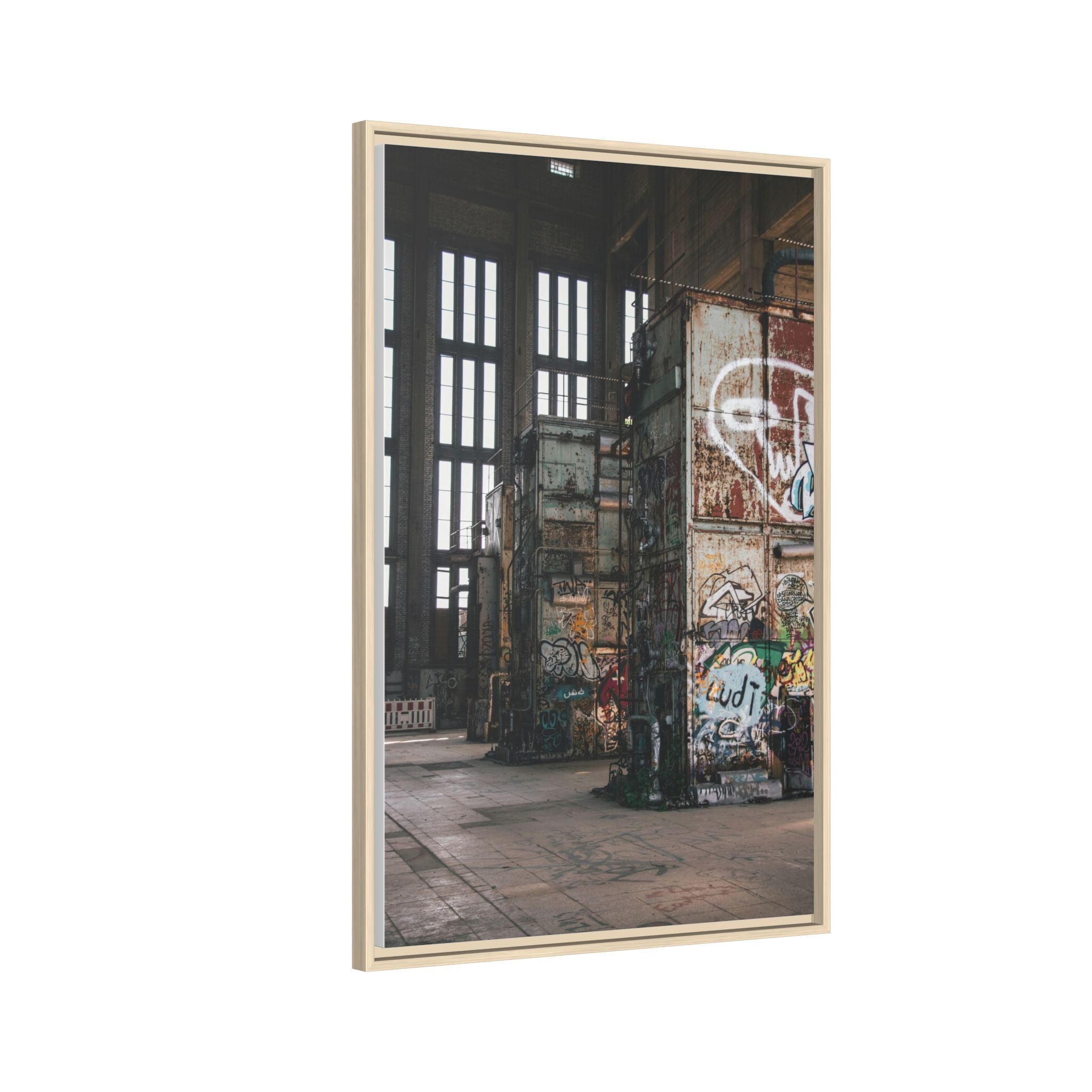 Urban Graffiti Ruins Matte Framed Canvas