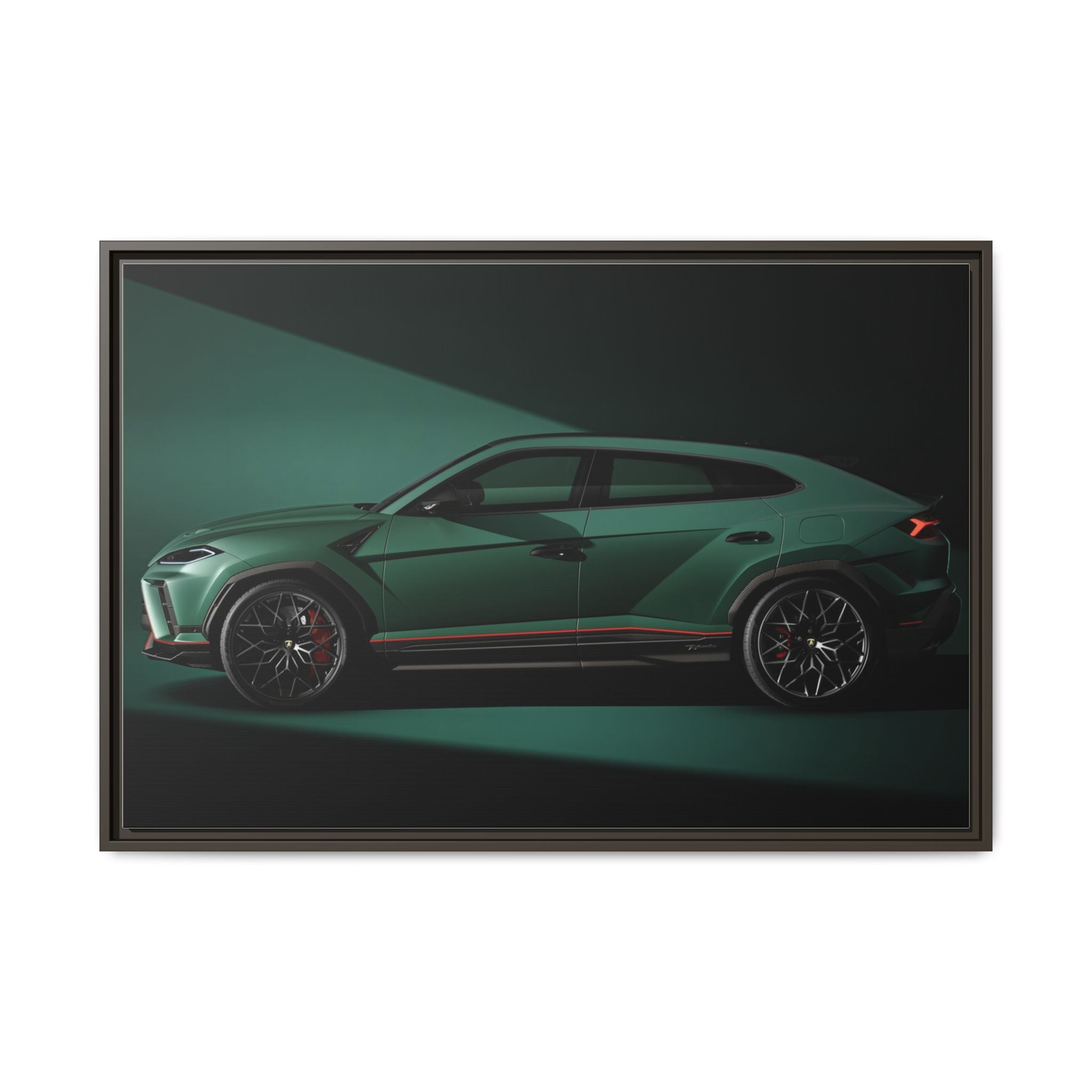 Framed Matte Canvas Print — Emerald Sports SUV Wall Art