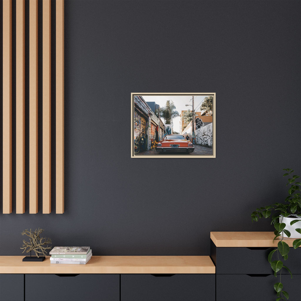 Vintage Chevrolet in Graffiti Alley — Framed Matte Canvas Wall Art