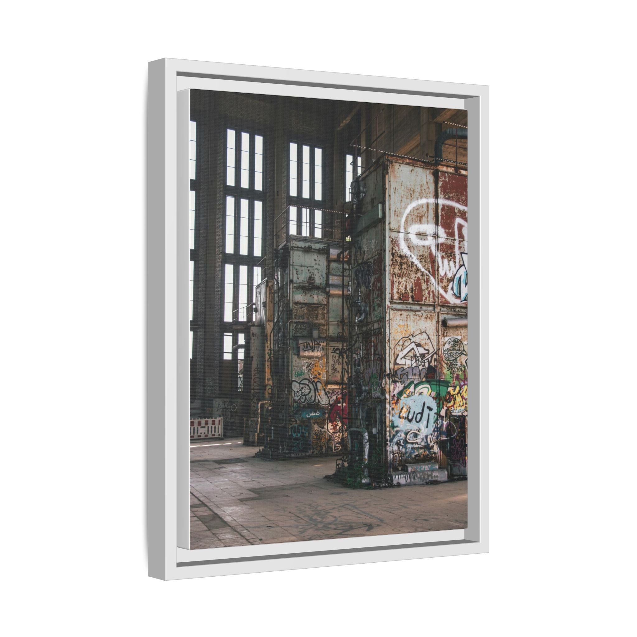 Urban Graffiti Ruins Matte Framed Canvas