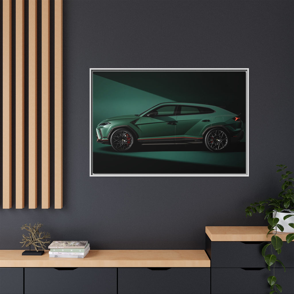 Framed Matte Canvas Print — Emerald Sports SUV Wall Art