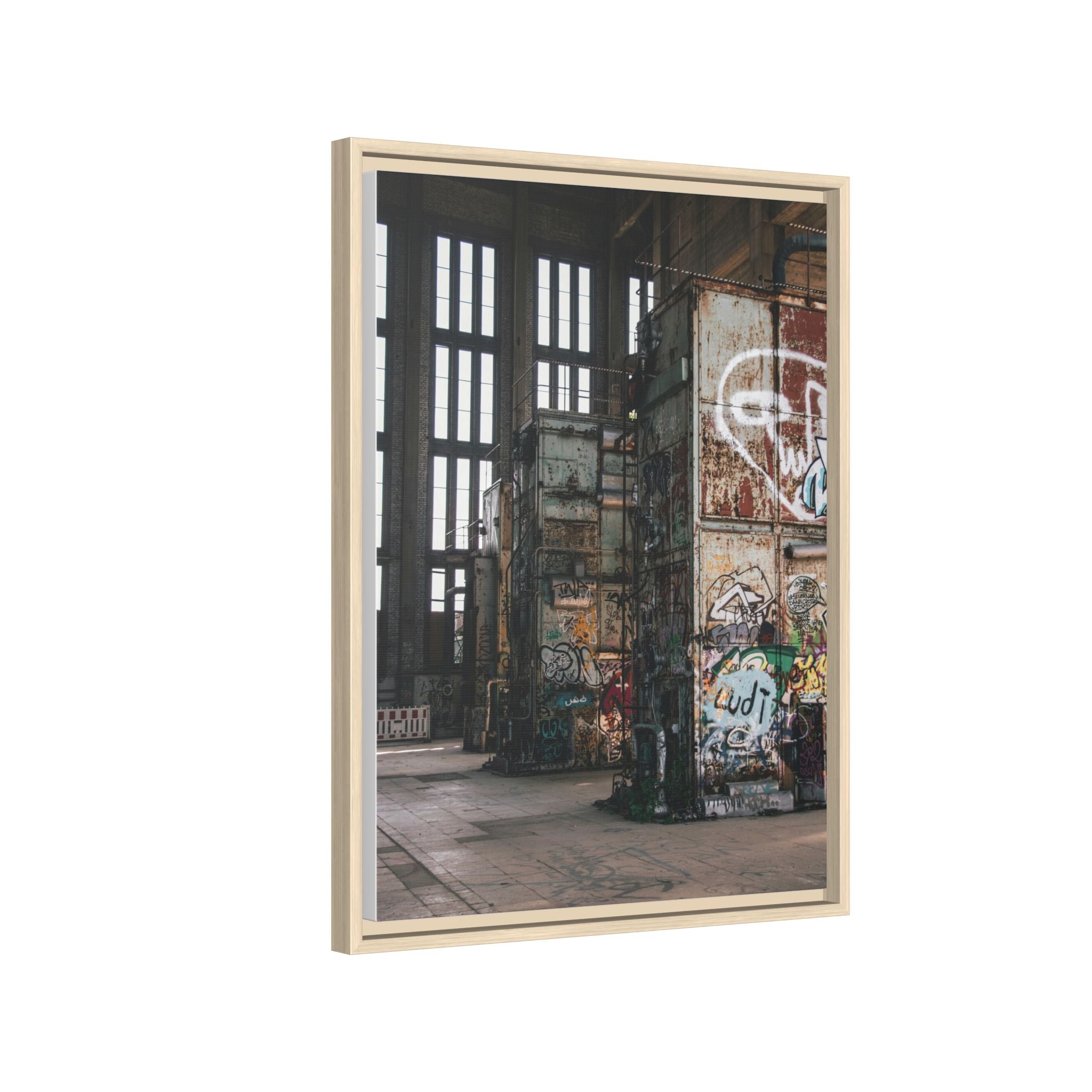 Urban Graffiti Ruins Matte Framed Canvas
