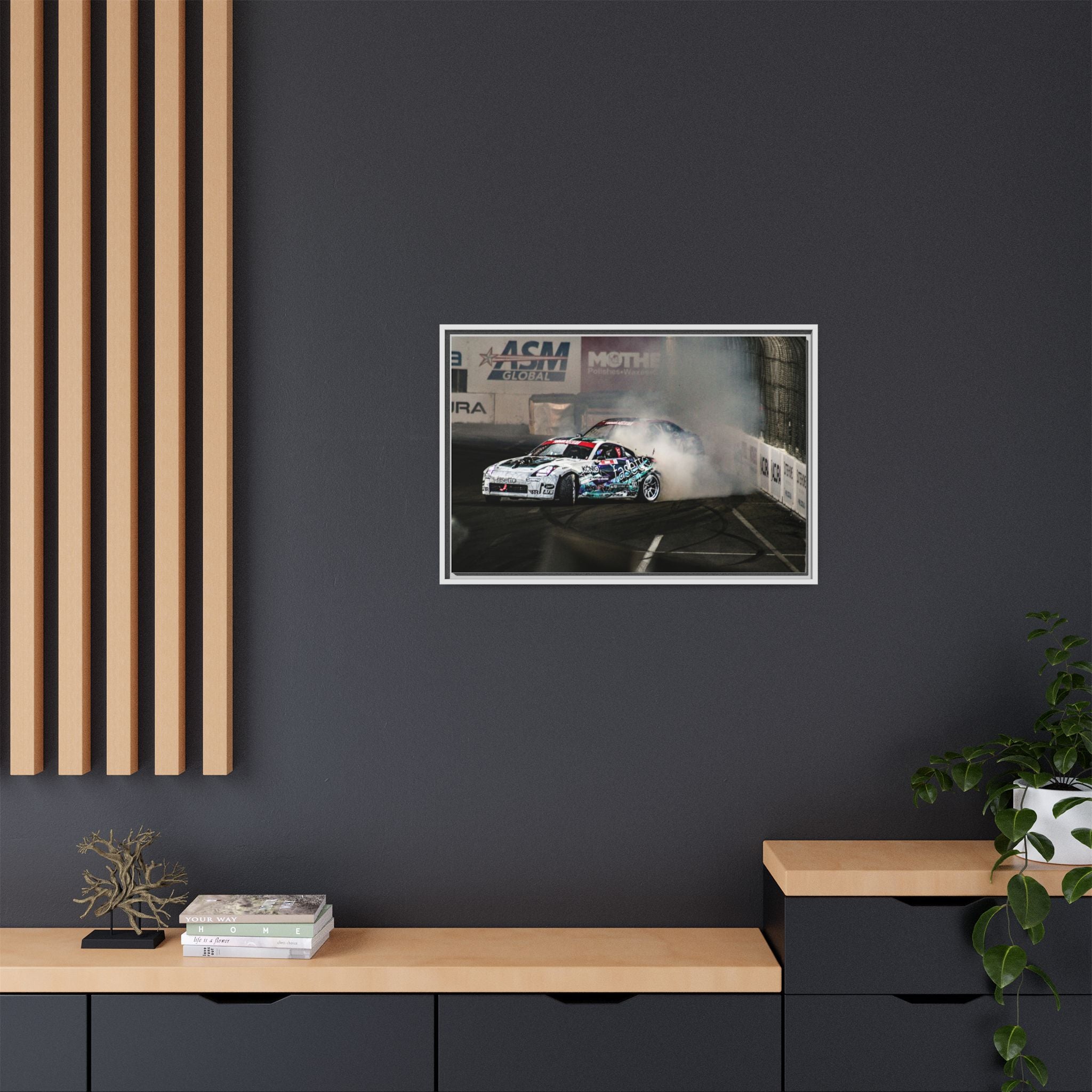 Drift Racing Canvas Print — Framed Matte Automotive Wall Art