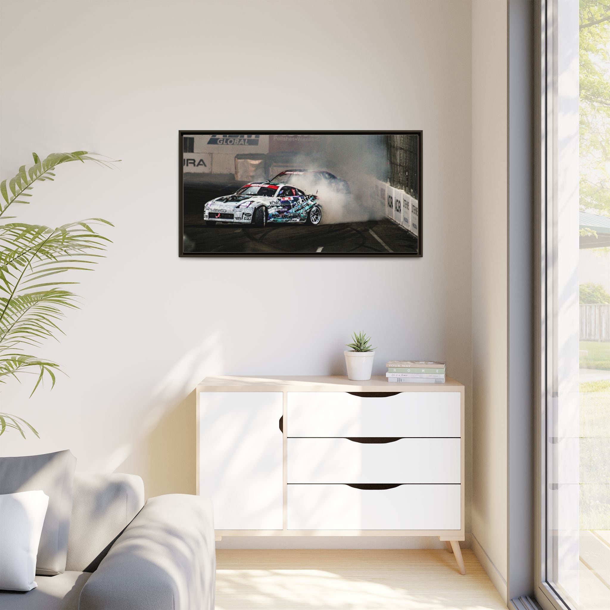 Drift Racing Canvas Print — Framed Matte Automotive Wall Art