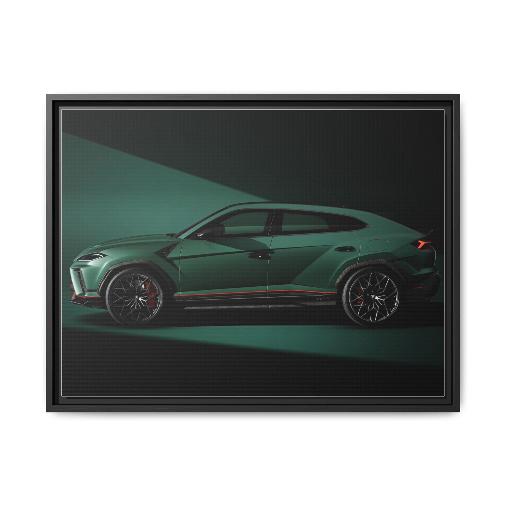 Framed Matte Canvas Print — Emerald Sports SUV Wall Art