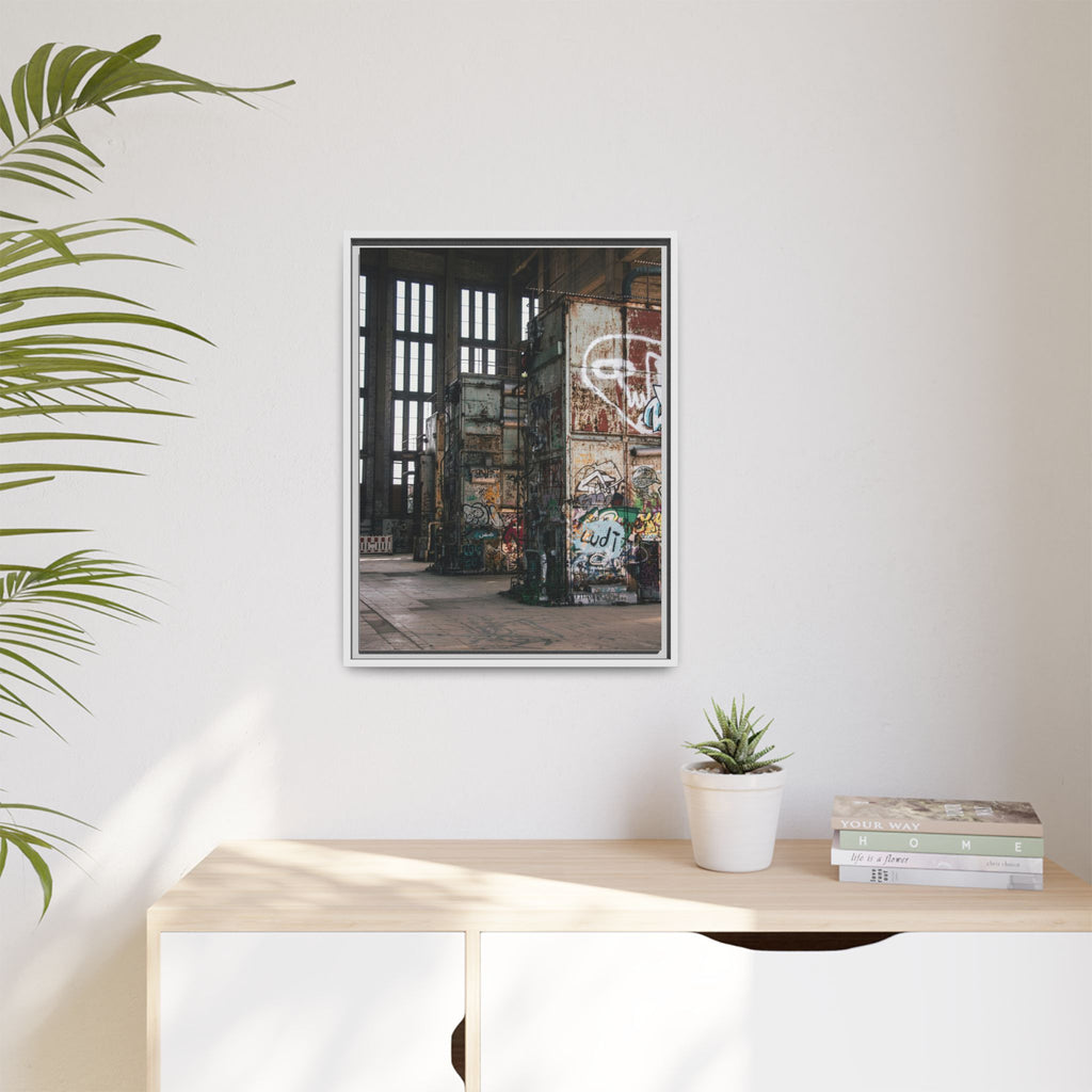 Urban Graffiti Ruins Matte Framed Canvas