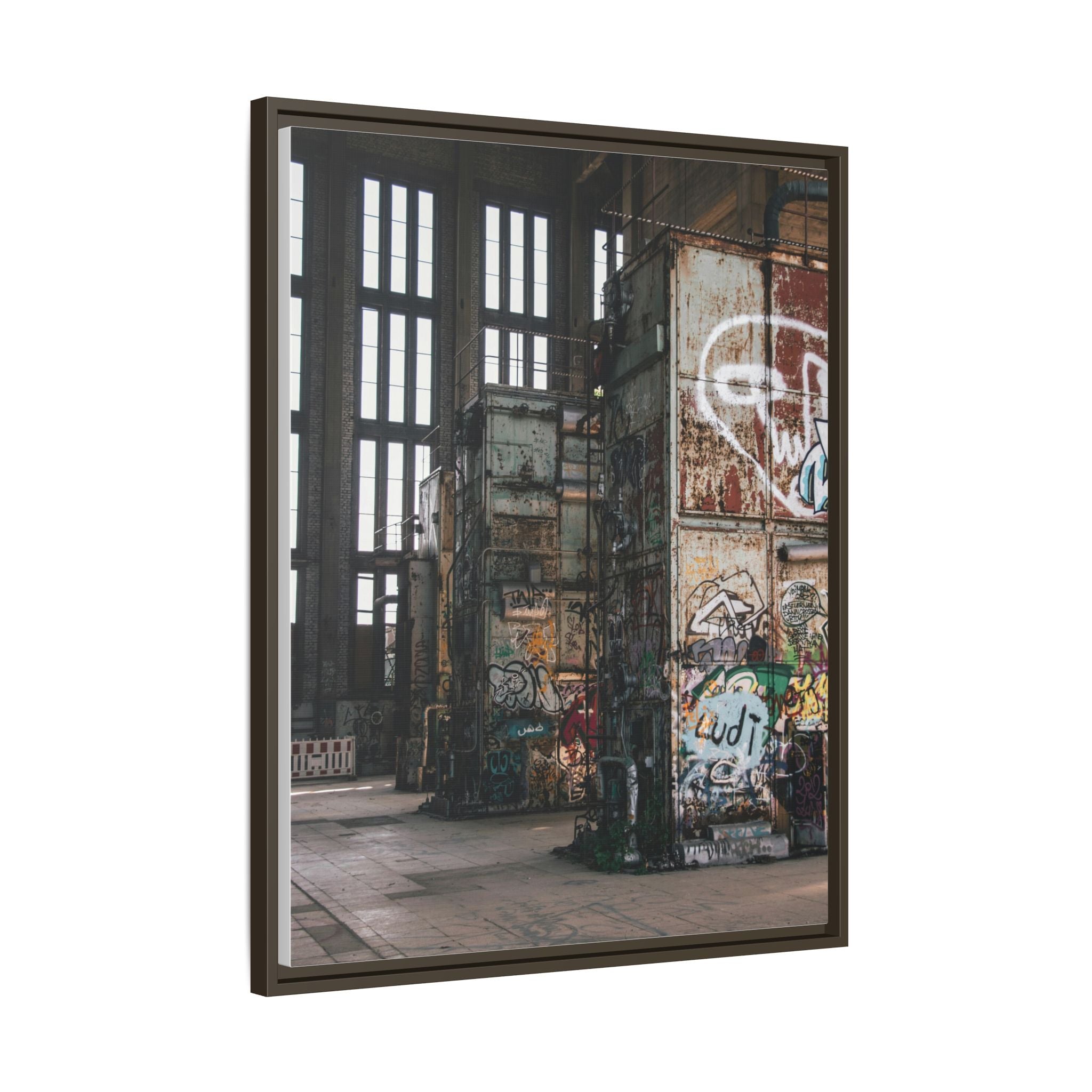 Urban Graffiti Ruins Matte Framed Canvas