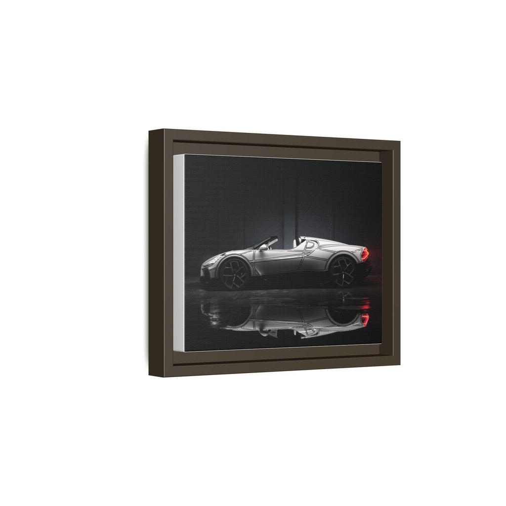 Framed Matte Canvas: Sleek Sports Car Reflection Wall Art