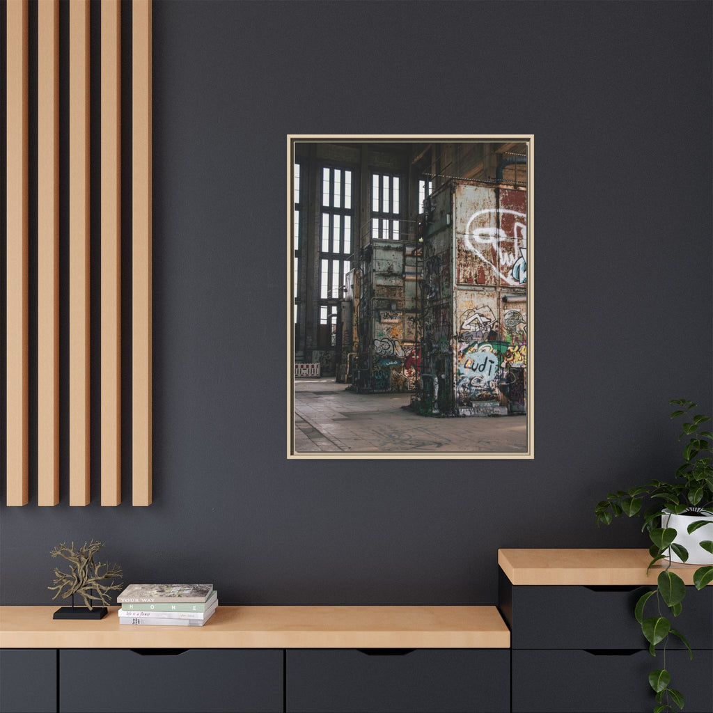 Urban Graffiti Ruins Matte Framed Canvas