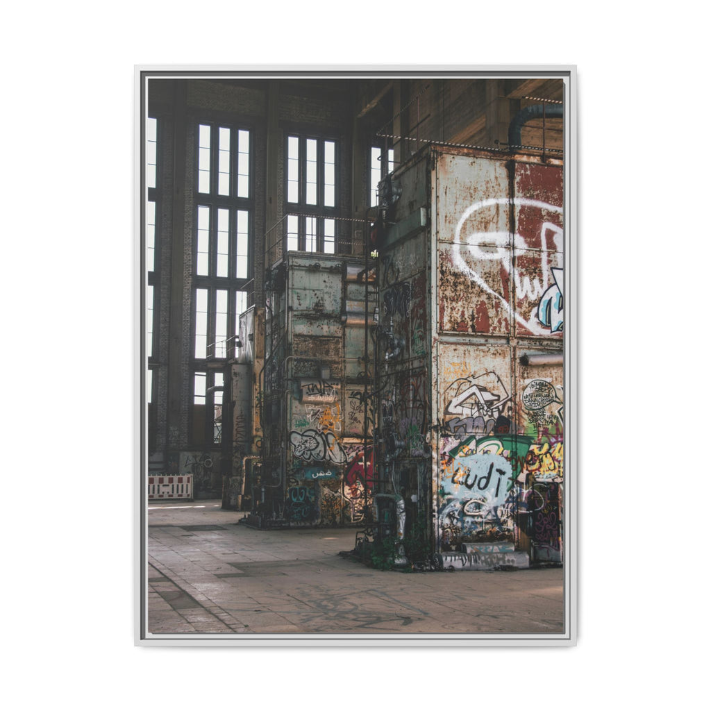 Urban Graffiti Ruins Matte Framed Canvas