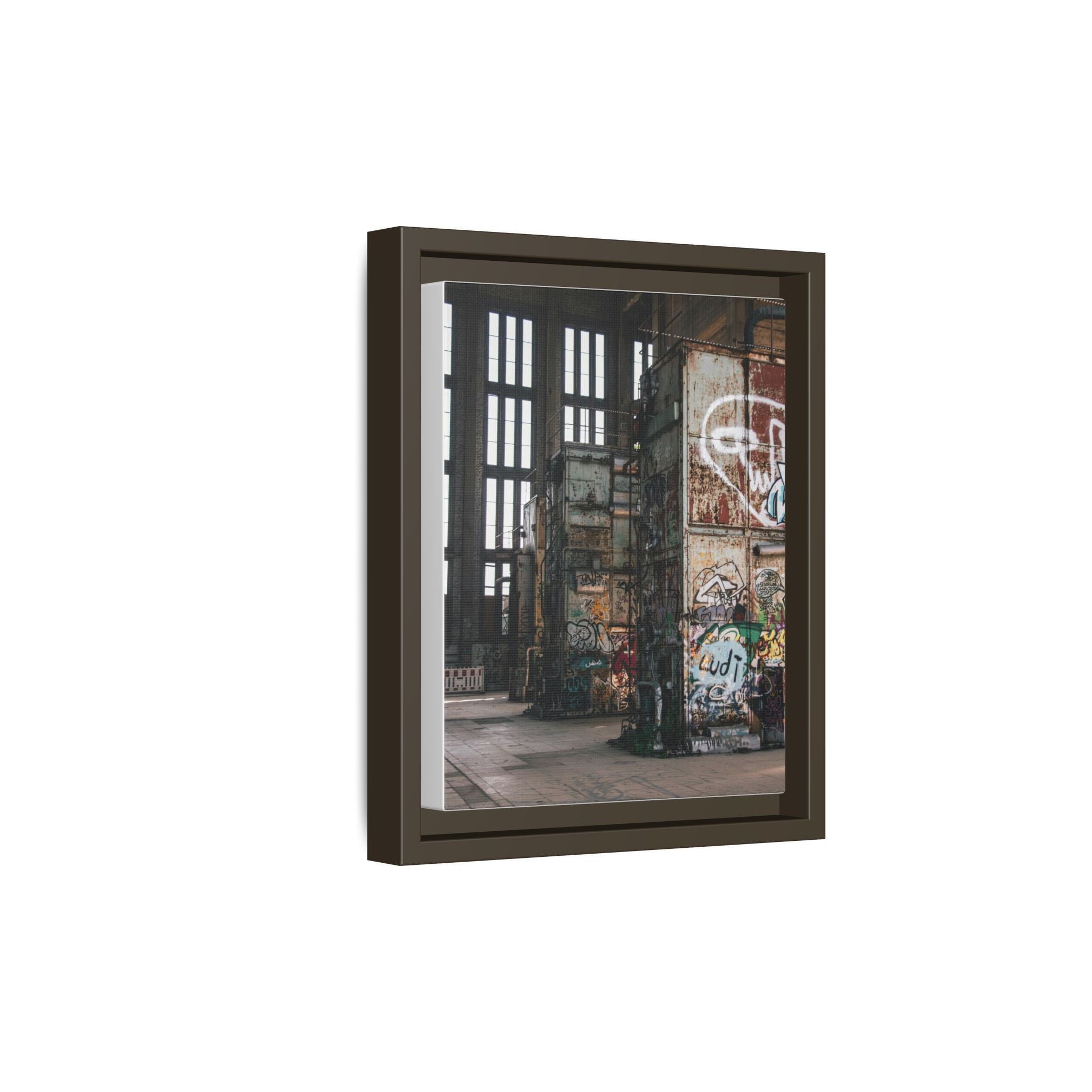 Urban Graffiti Ruins Matte Framed Canvas