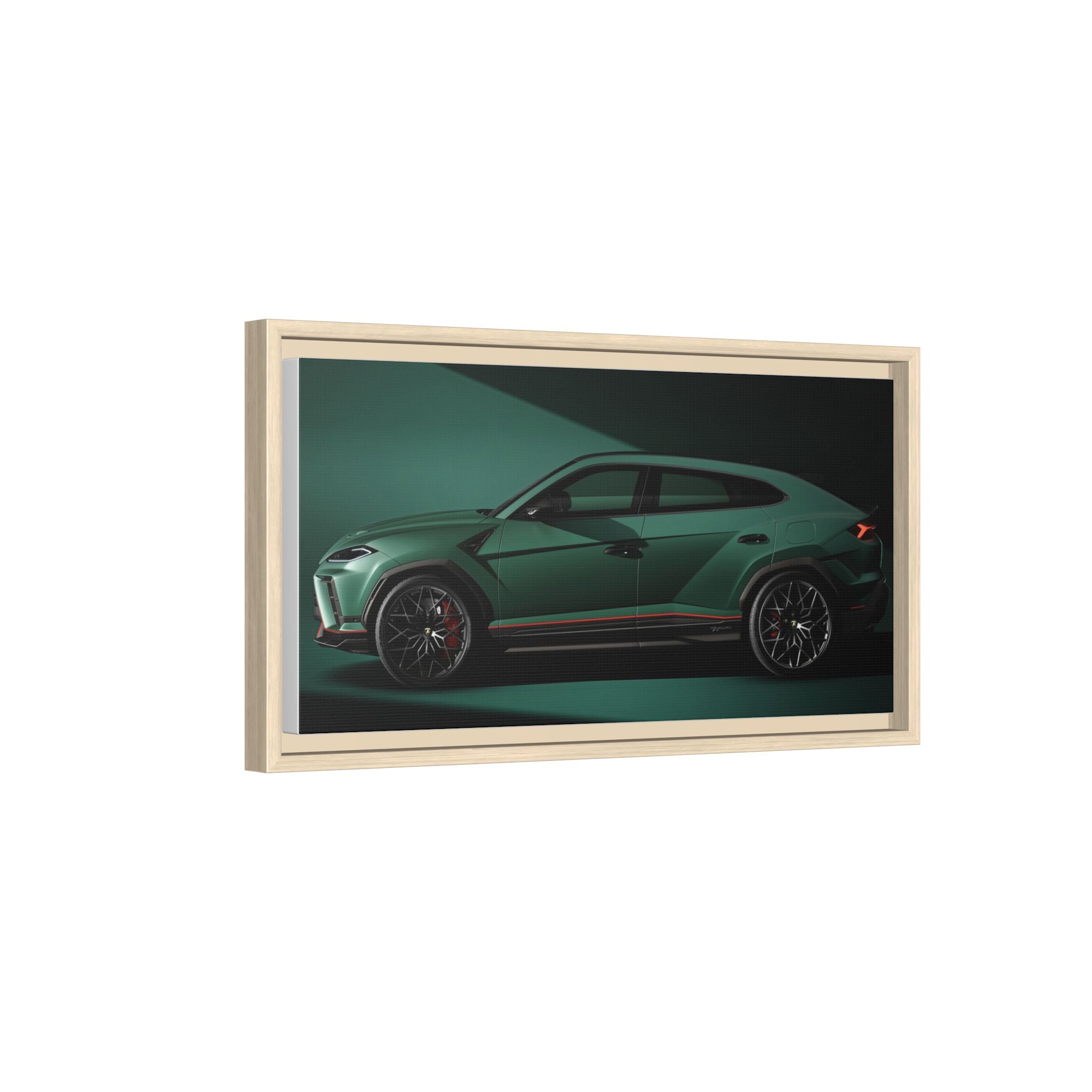 Framed Matte Canvas Print — Emerald Sports SUV Wall Art