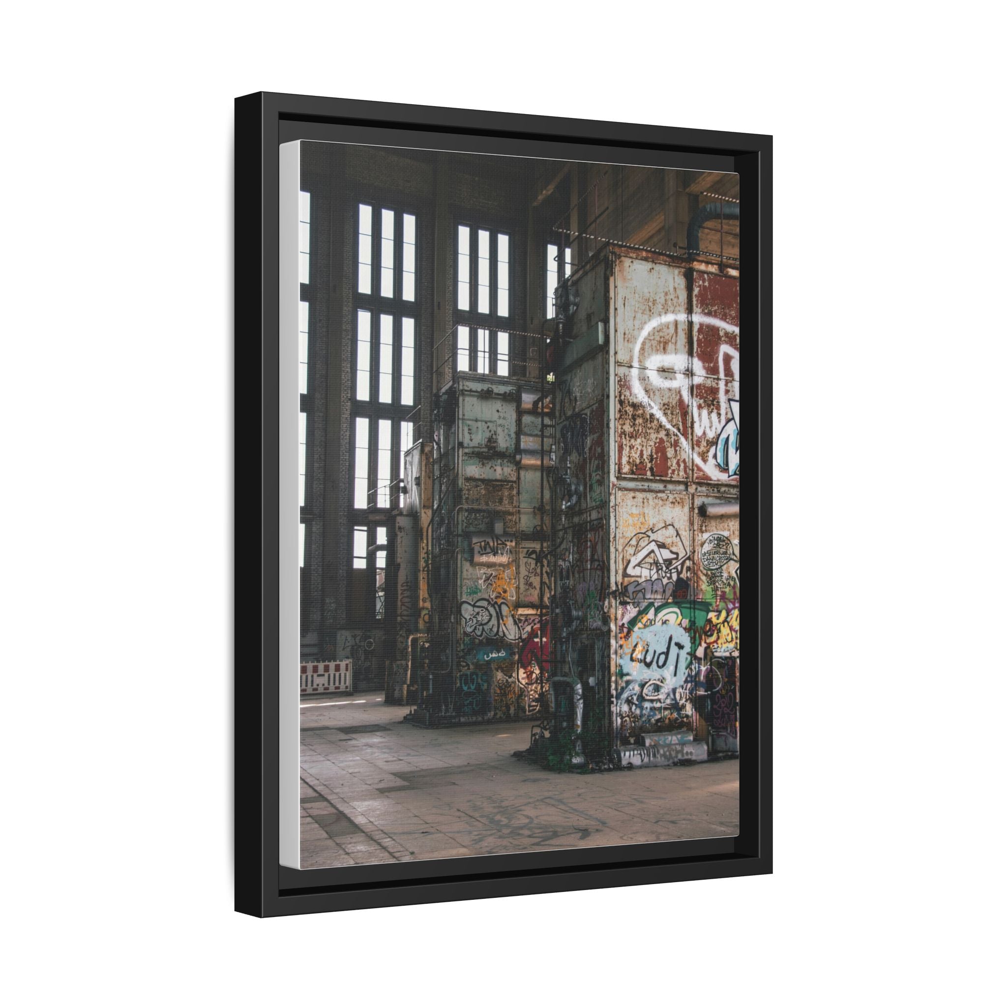 Urban Graffiti Ruins Matte Framed Canvas