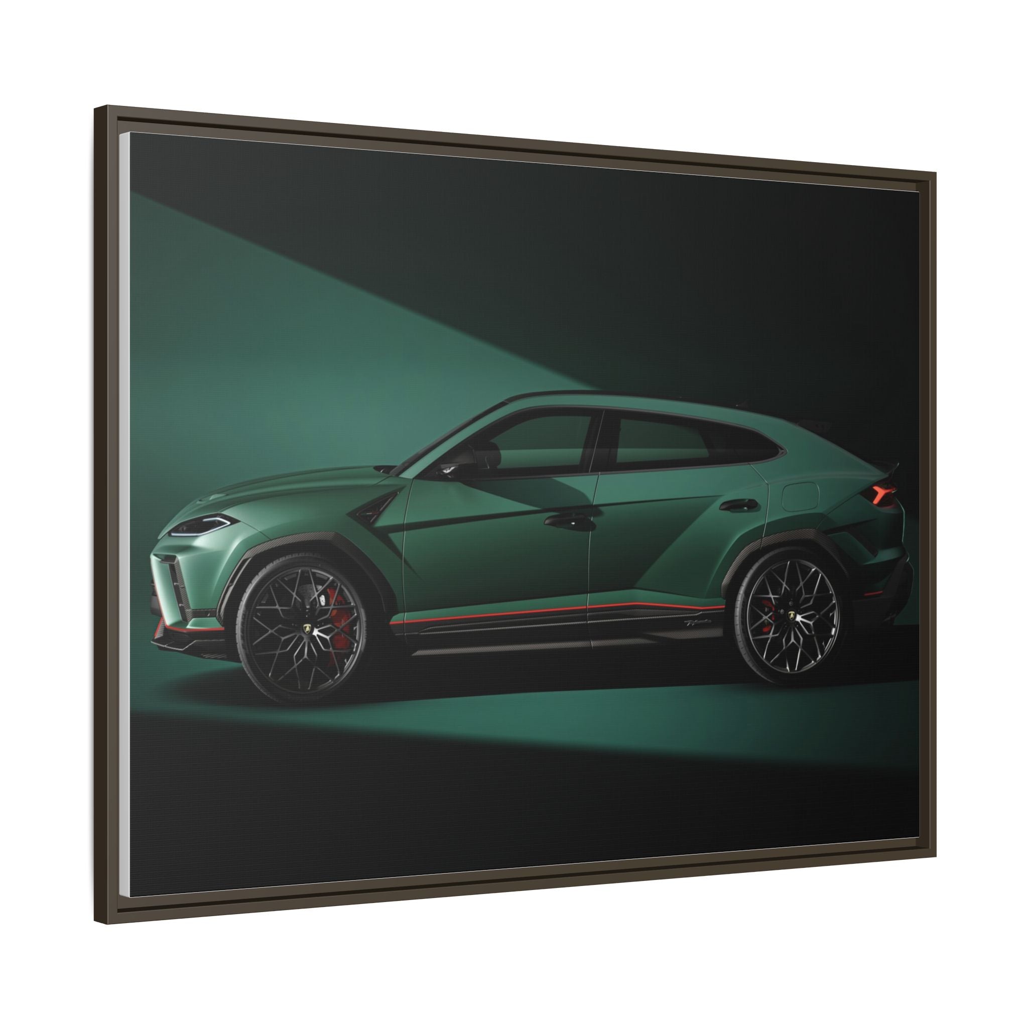 Framed Matte Canvas Print — Emerald Sports SUV Wall Art