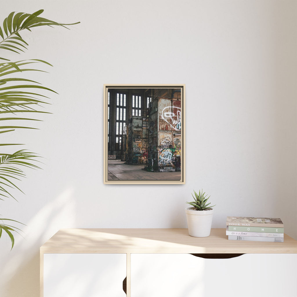 Urban Graffiti Ruins Matte Framed Canvas