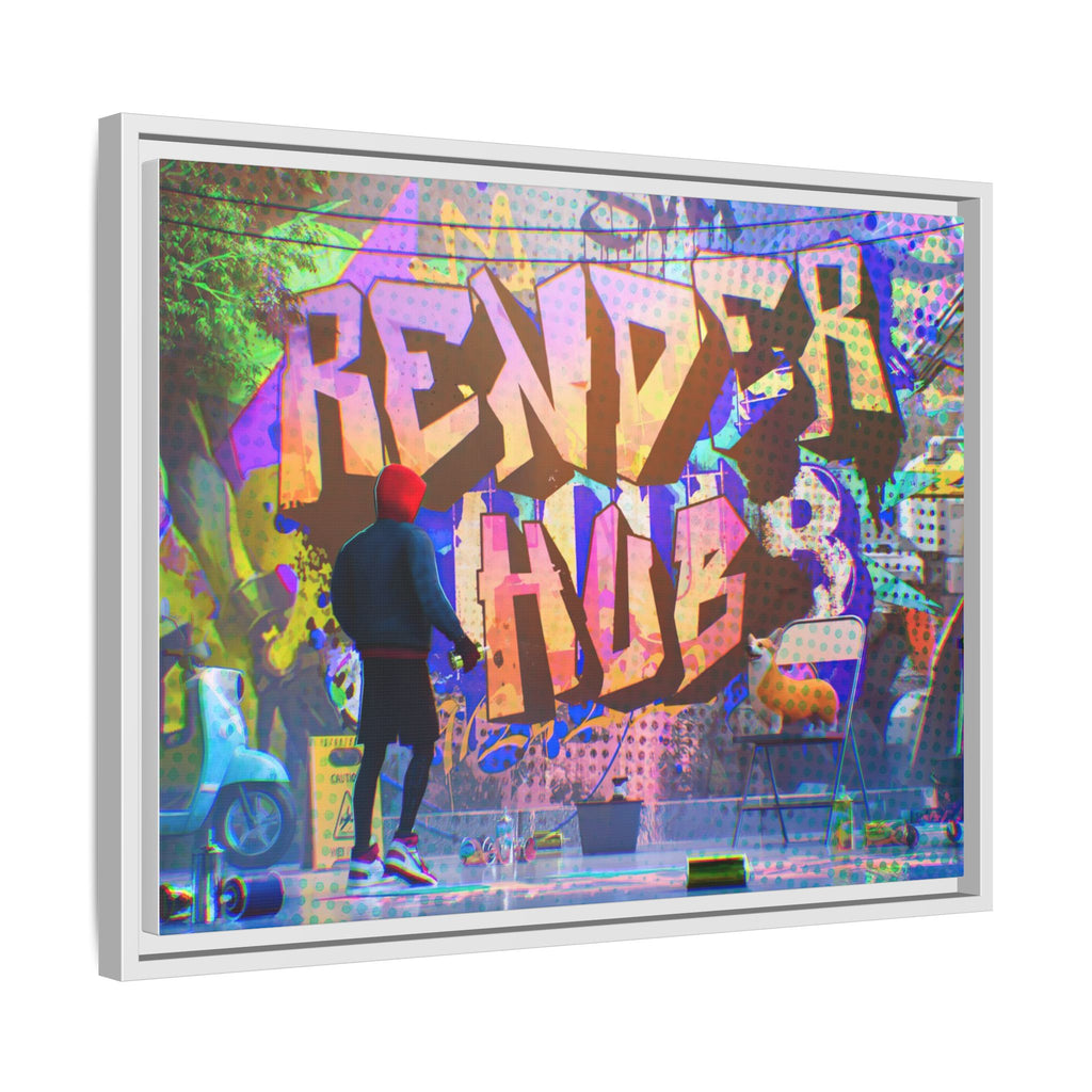 Graffiti Street Art Matte Canvas Framed Print — 'Render Hub' Urban Wall Decor