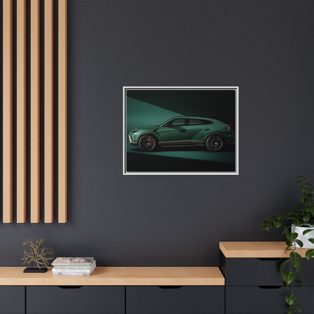 Framed Matte Canvas Print — Emerald Sports SUV Wall Art