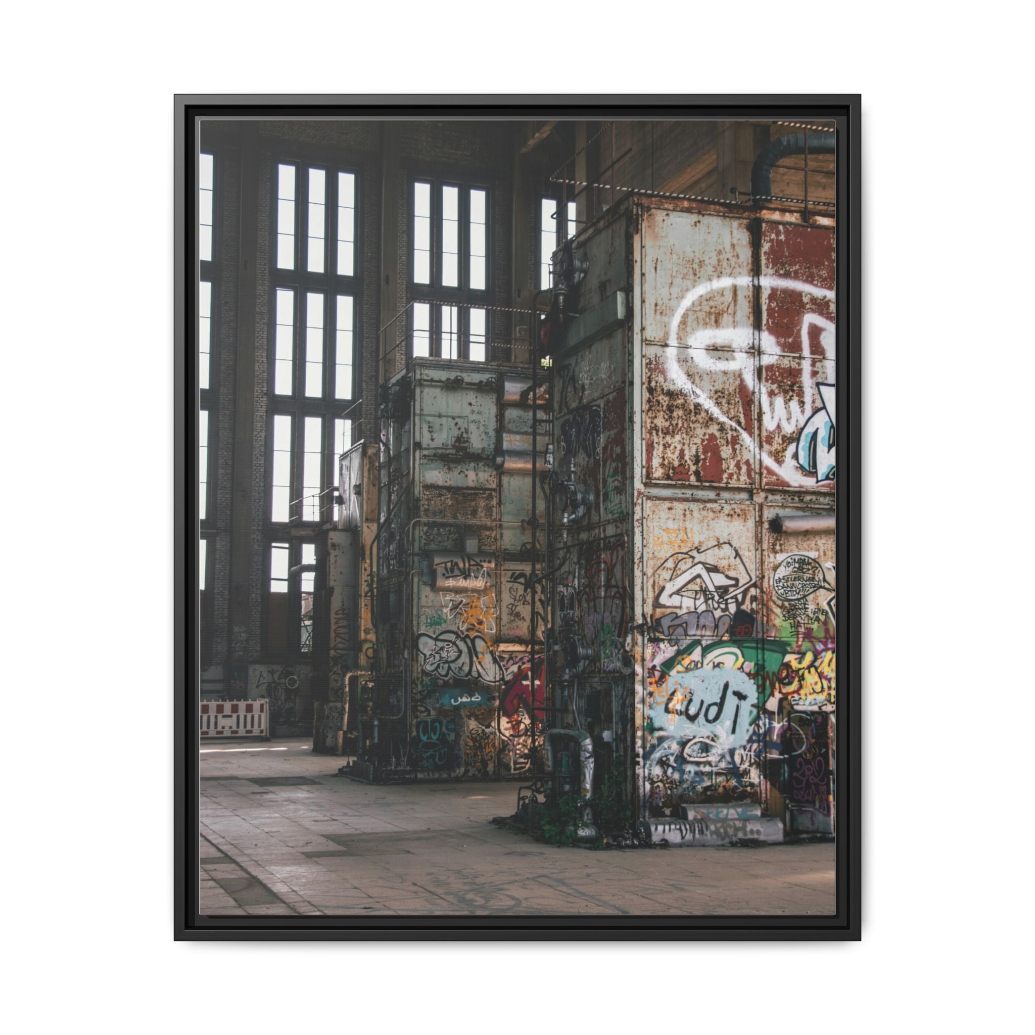 Urban Graffiti Ruins Matte Framed Canvas