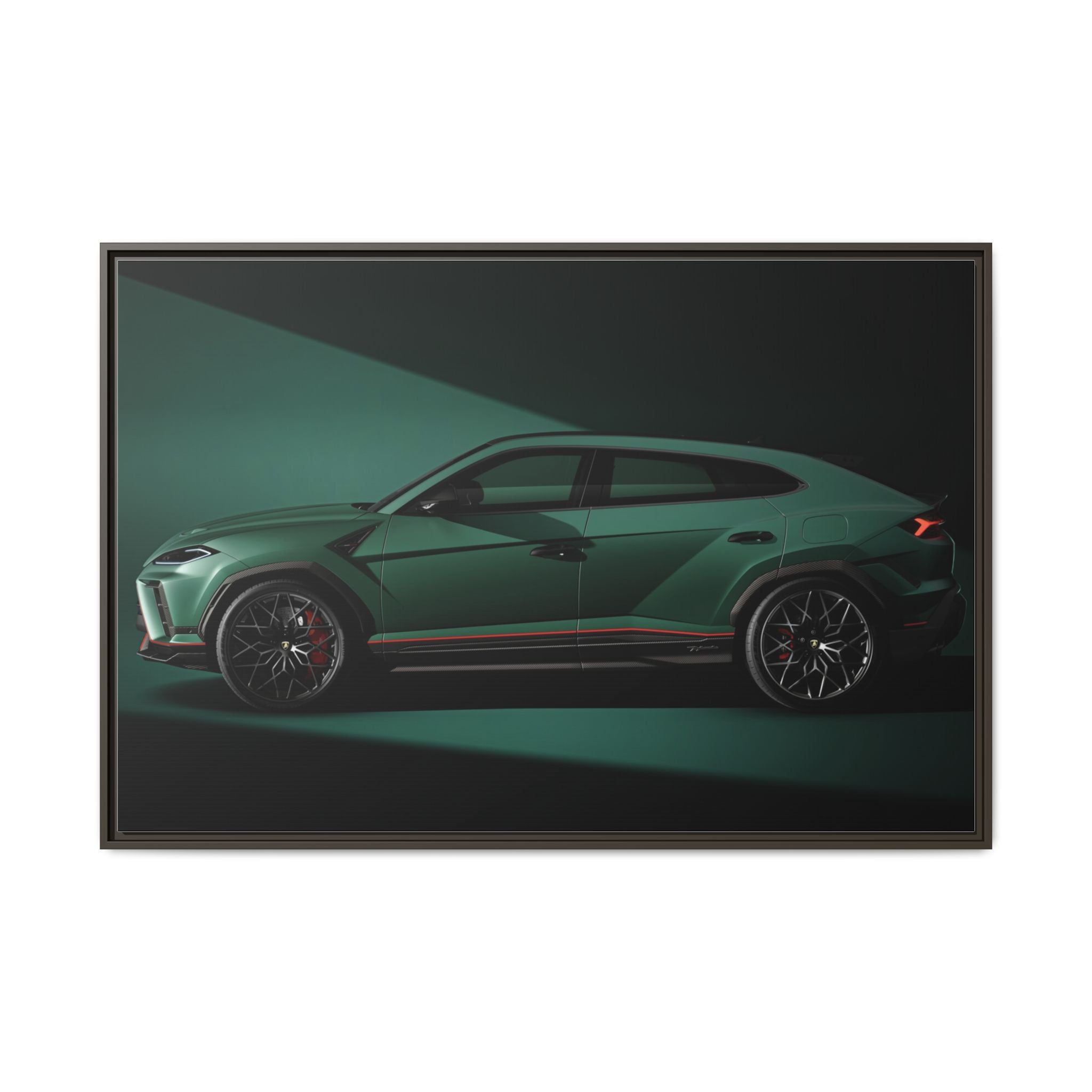 Framed Matte Canvas Print — Emerald Sports SUV Wall Art