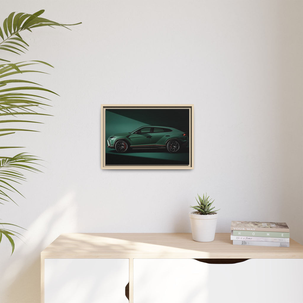 Framed Matte Canvas Print — Emerald Sports SUV Wall Art