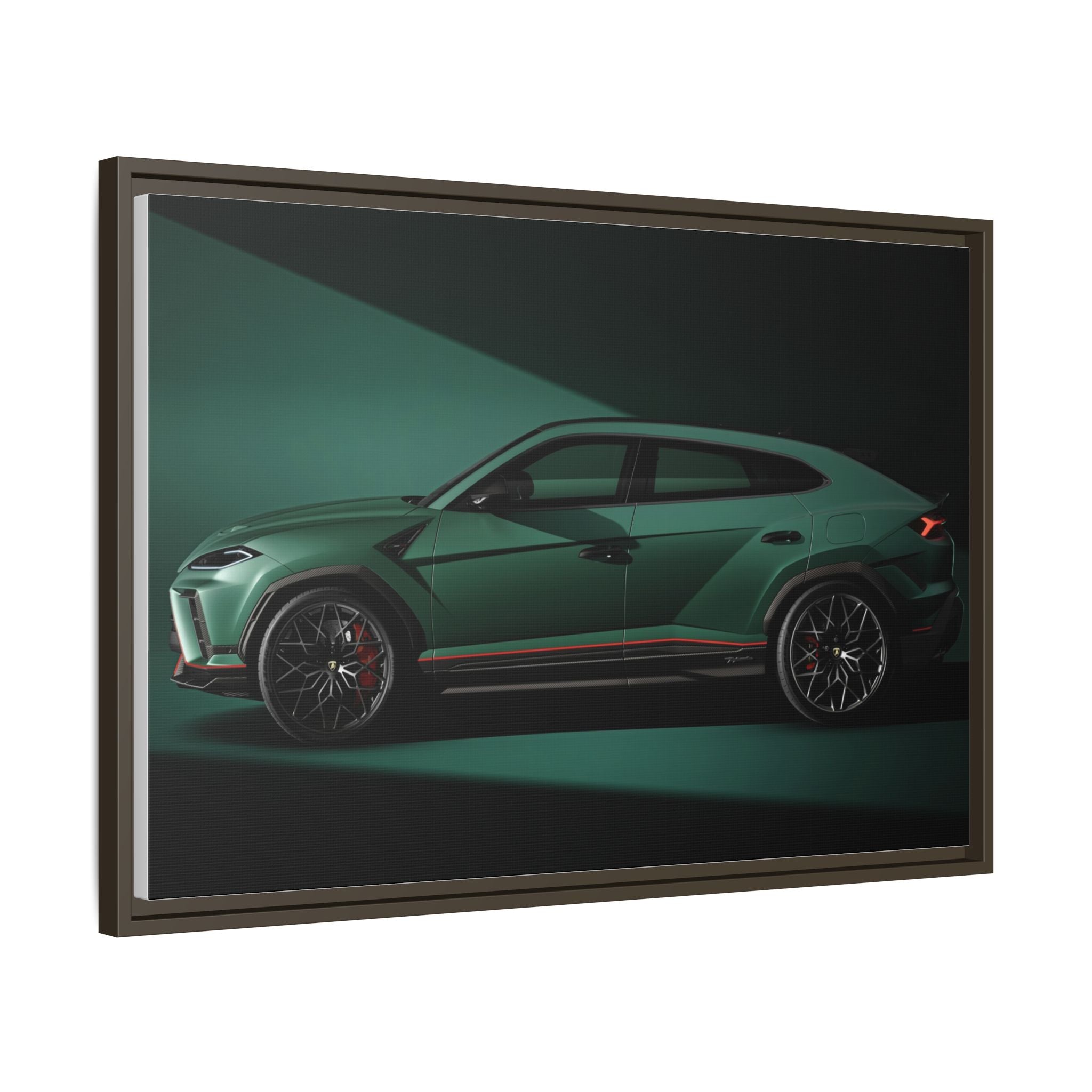 Framed Matte Canvas Print — Emerald Sports SUV Wall Art