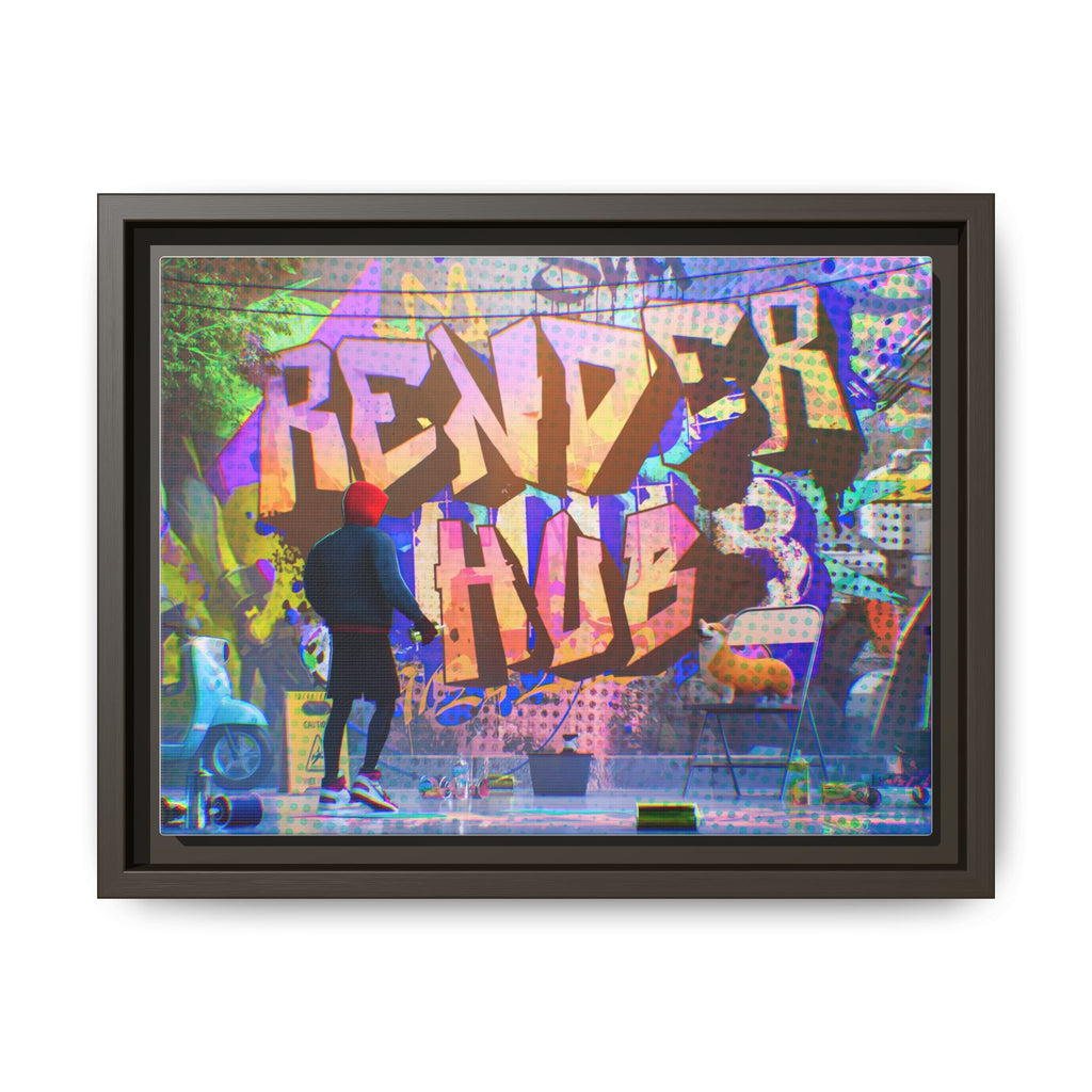 Graffiti Street Art Matte Canvas Framed Print — 'Render Hub' Urban Wall Decor