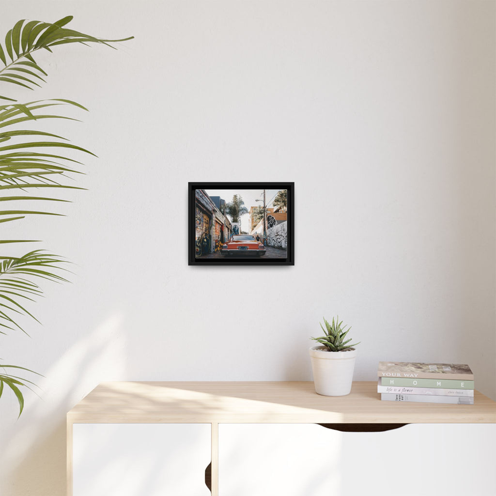 Vintage Chevrolet in Graffiti Alley — Framed Matte Canvas Wall Art