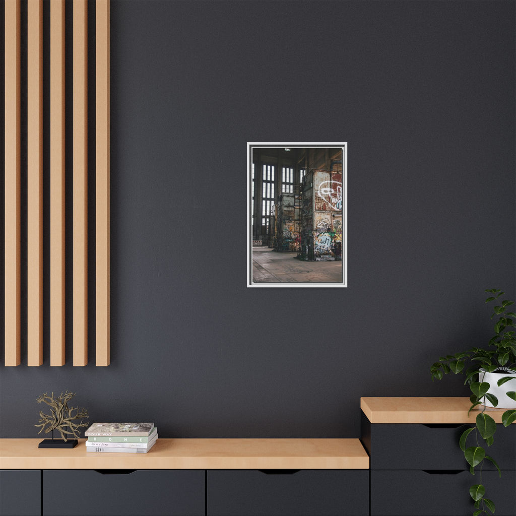 Urban Graffiti Ruins Matte Framed Canvas