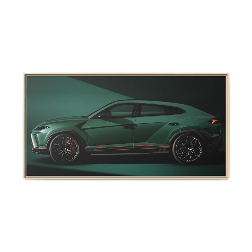 Framed Matte Canvas Print — Emerald Sports SUV Wall Art