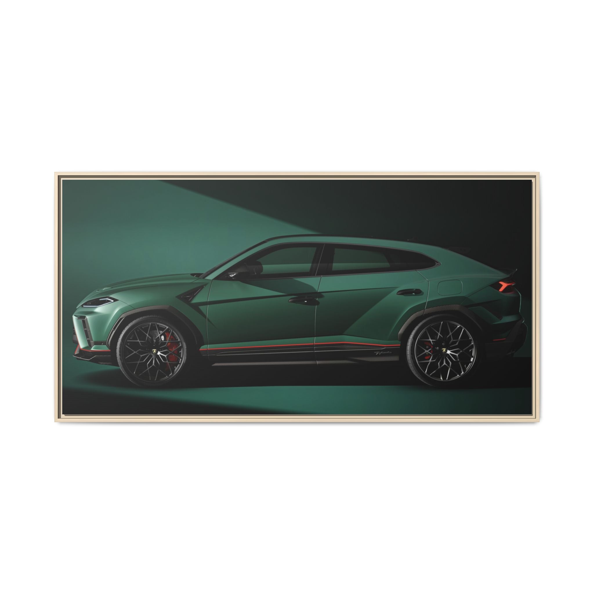 Framed Matte Canvas Print — Emerald Sports SUV Wall Art