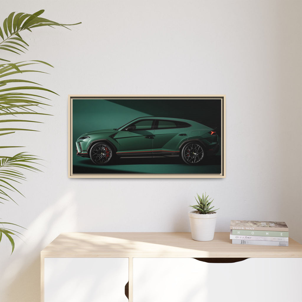 Framed Matte Canvas Print — Emerald Sports SUV Wall Art