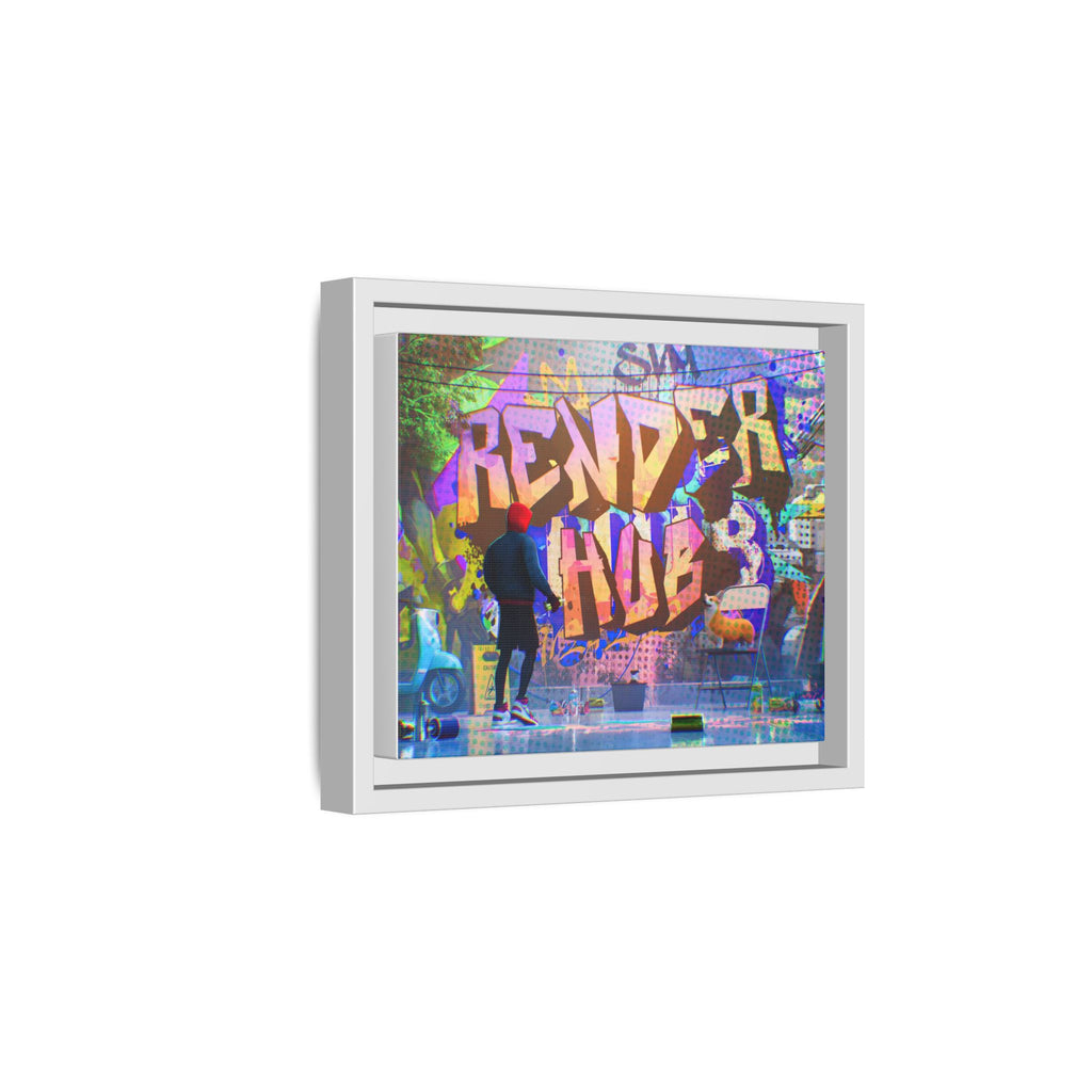 Graffiti Street Art Matte Canvas Framed Print — 'Render Hub' Urban Wall Decor